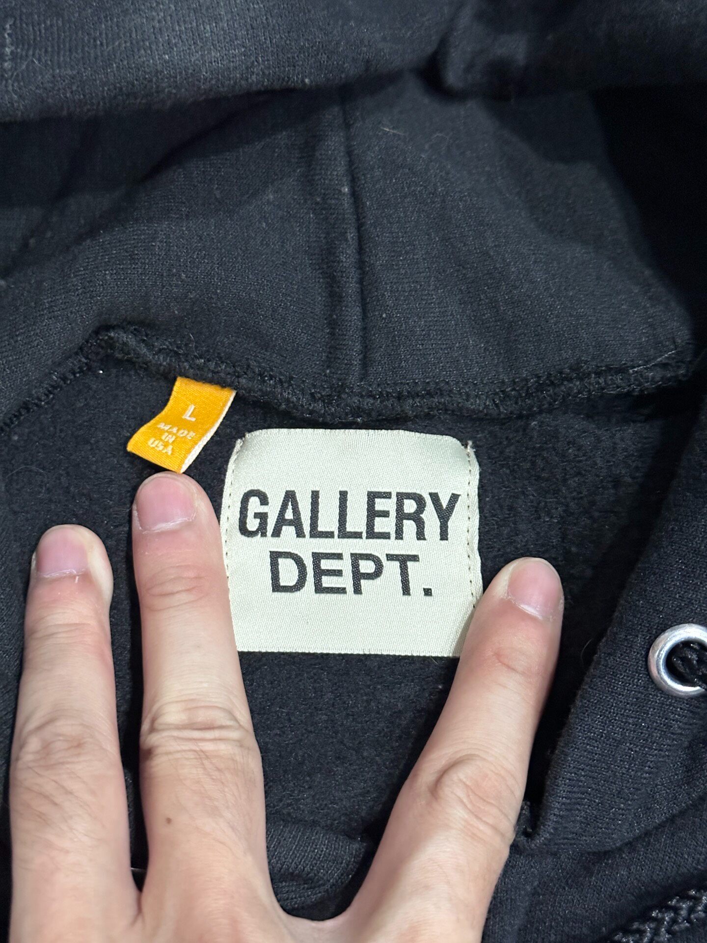Gallery Dept Black Full-Zip Hoodie — label