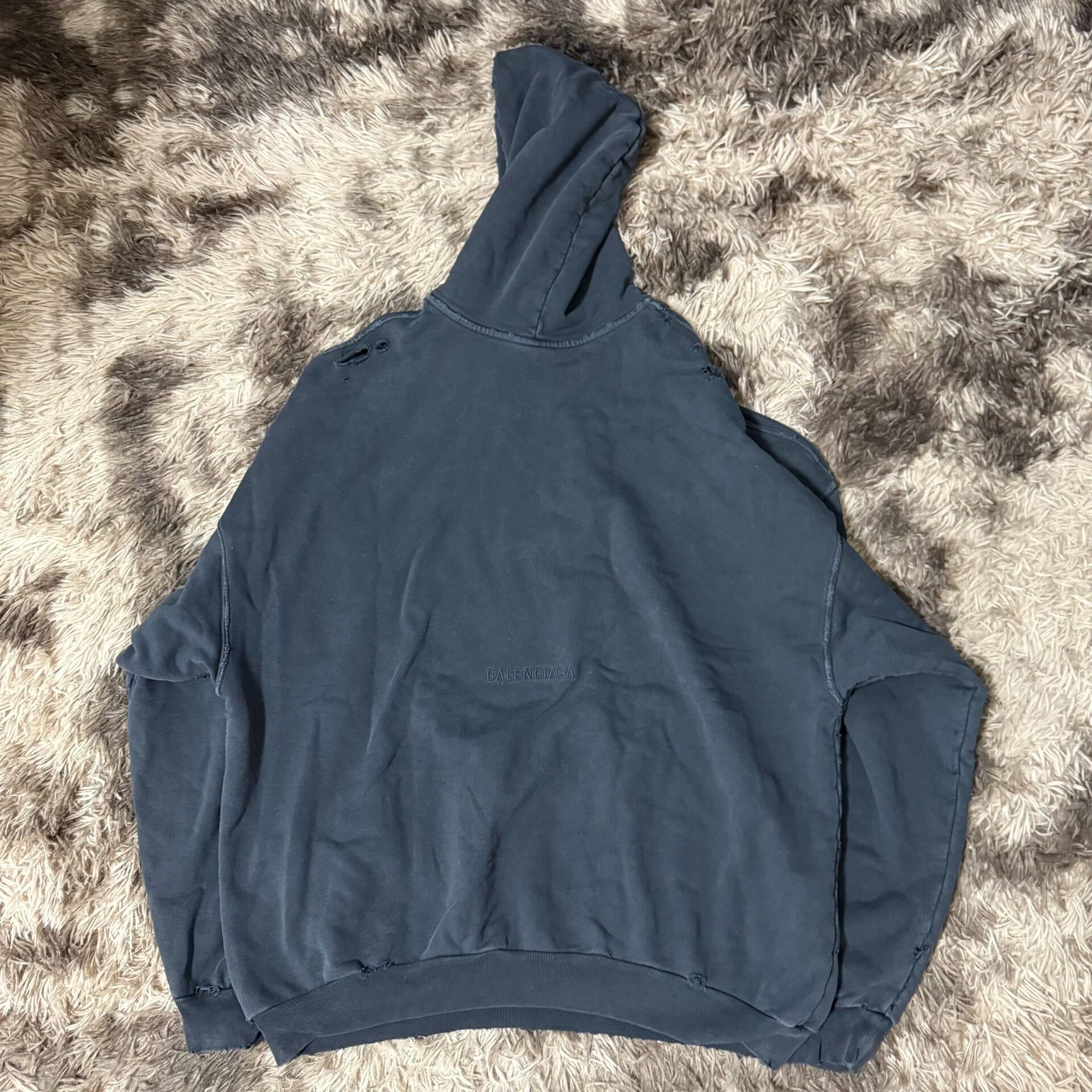 Balenciaga 24FW Distressed Statue Hoodie — detail