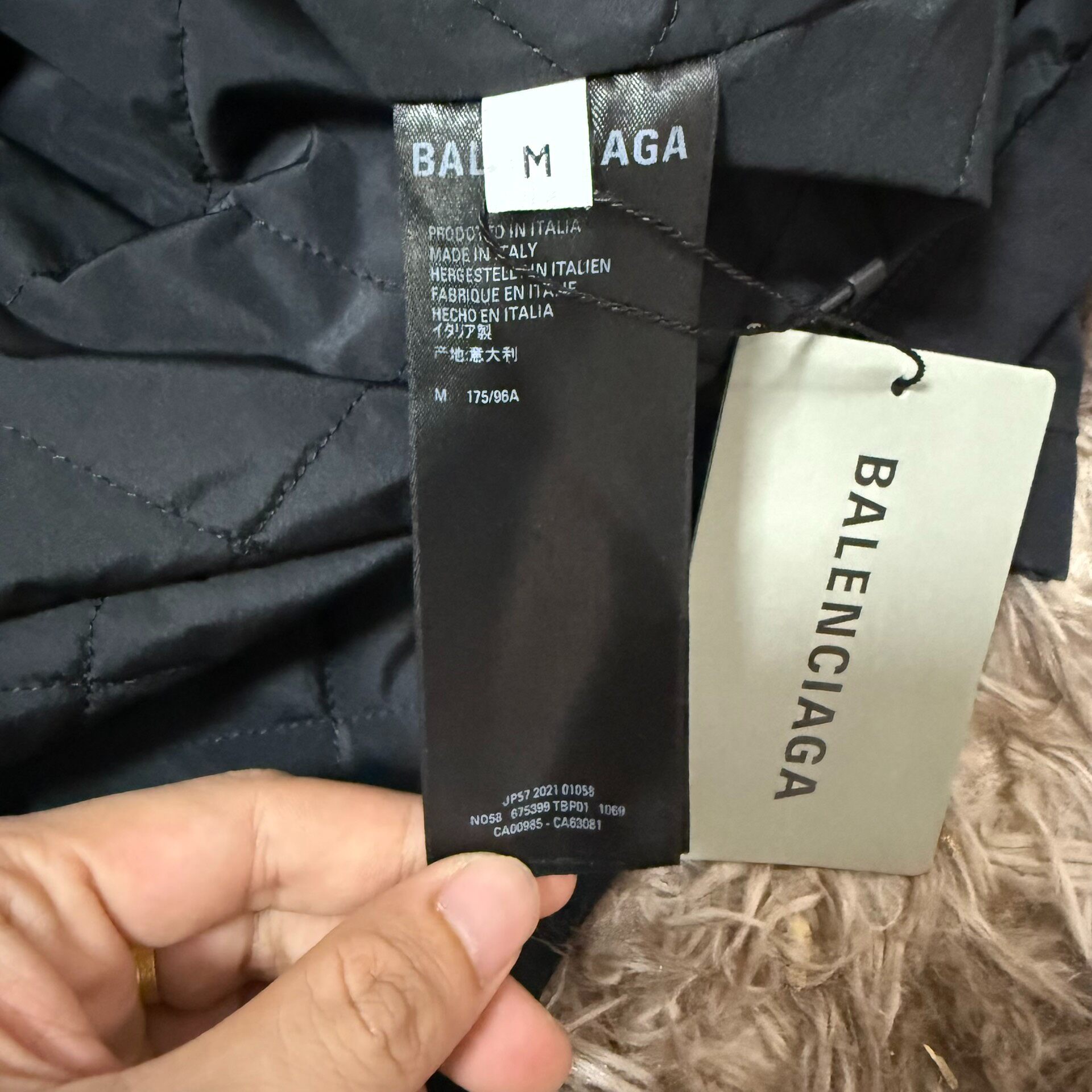 Balenciaga Black Padded Parka — label