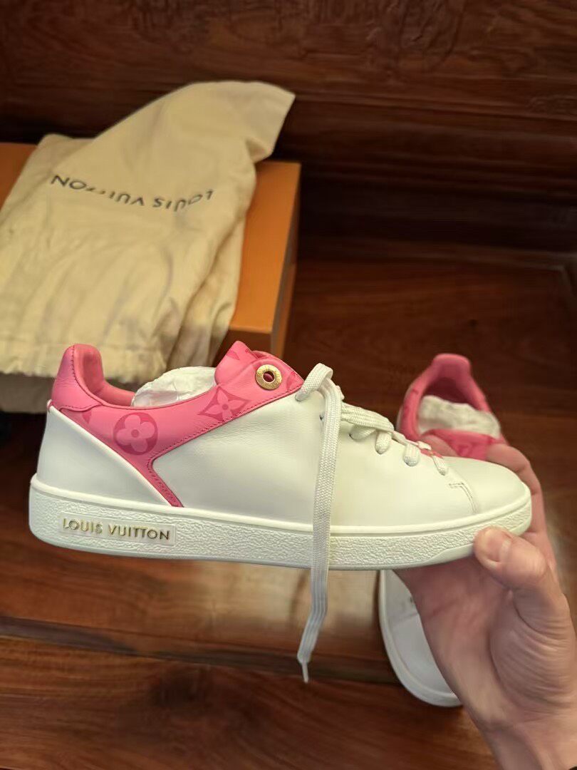 Louis Vuitton White Pink Low-Top Sneakers