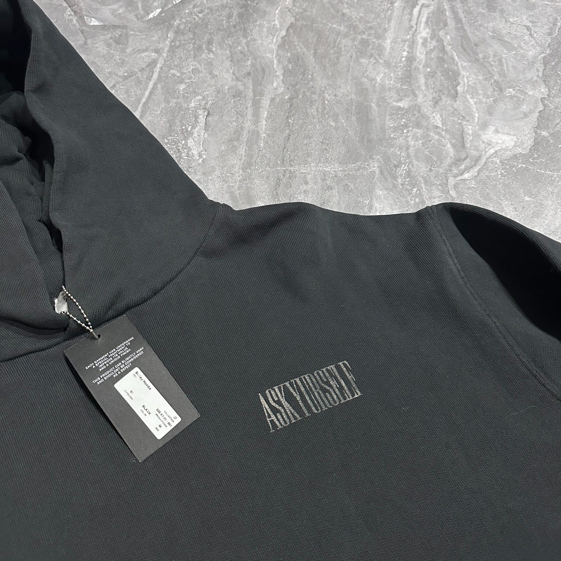 Askyurself Black Smiley Hoodie — detail