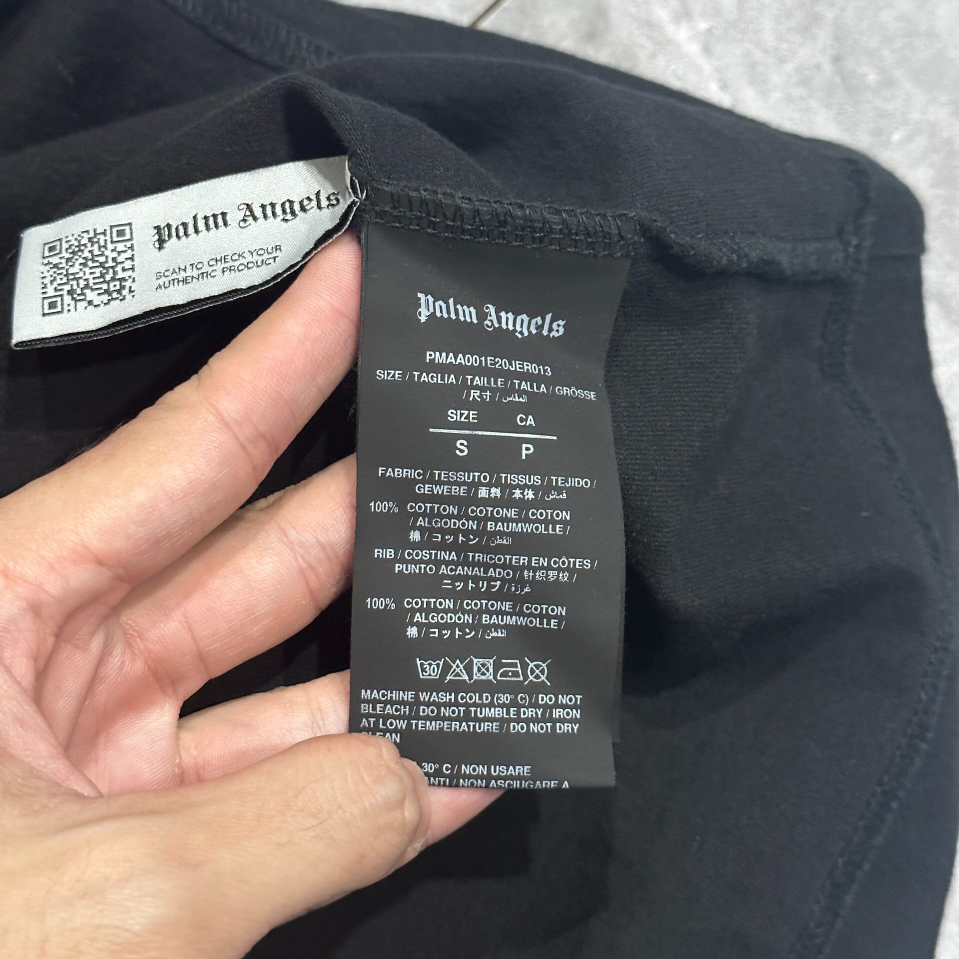 Palm Angels Crocodile Cut Short Sleeve Tee — label