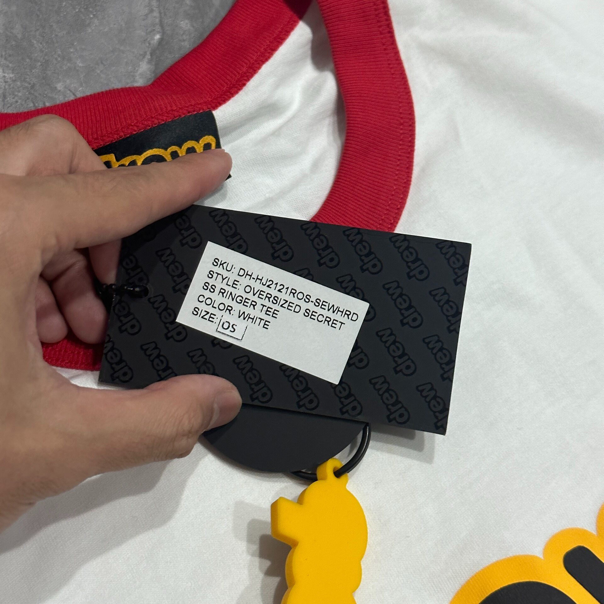 Drew House White Red Ringer T-Shirt — detail