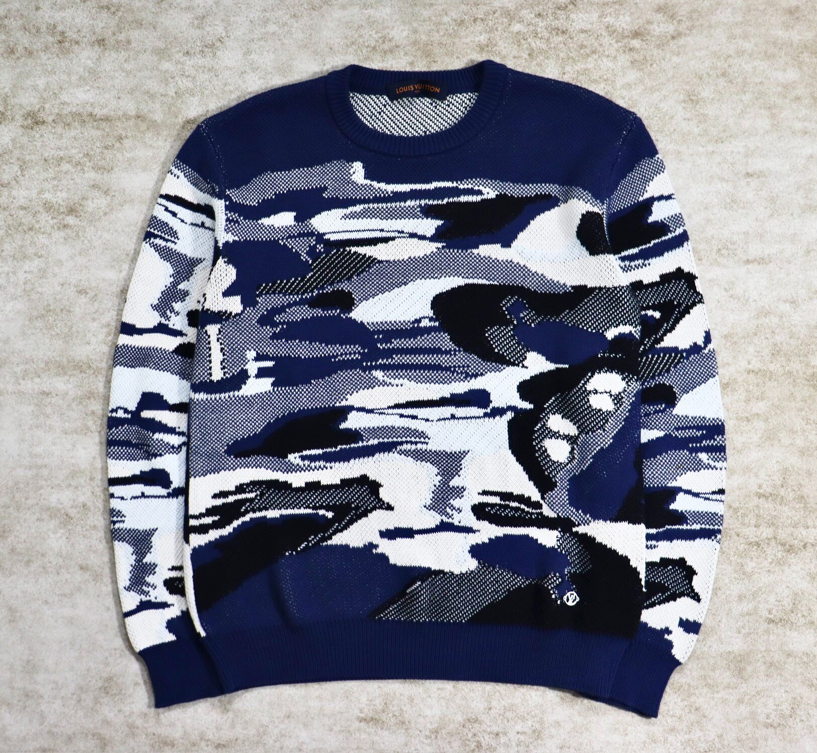 Louis Vuitton Navy Camo Knit Sweater