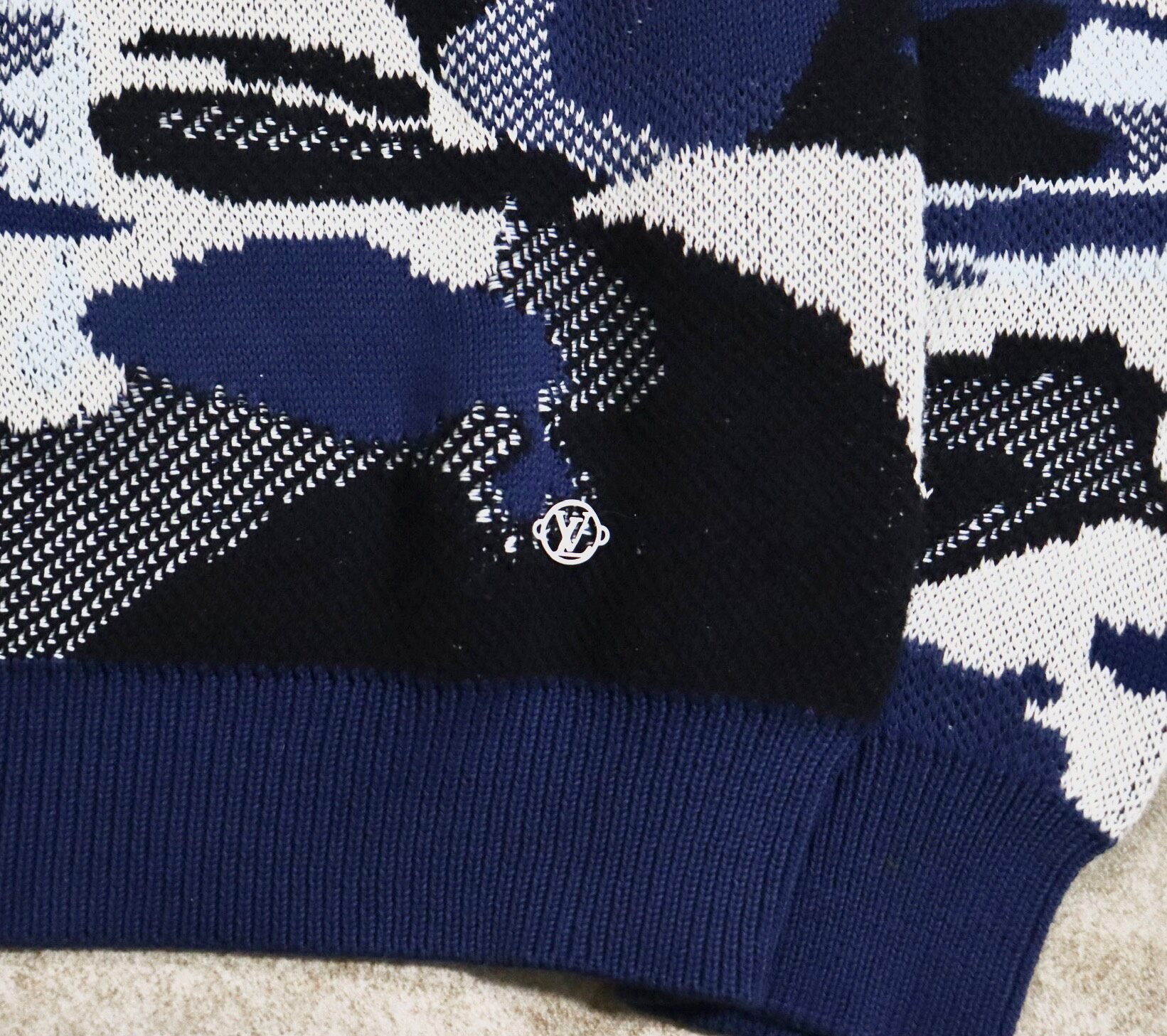 Louis Vuitton Navy Camo Knit Sweater — back