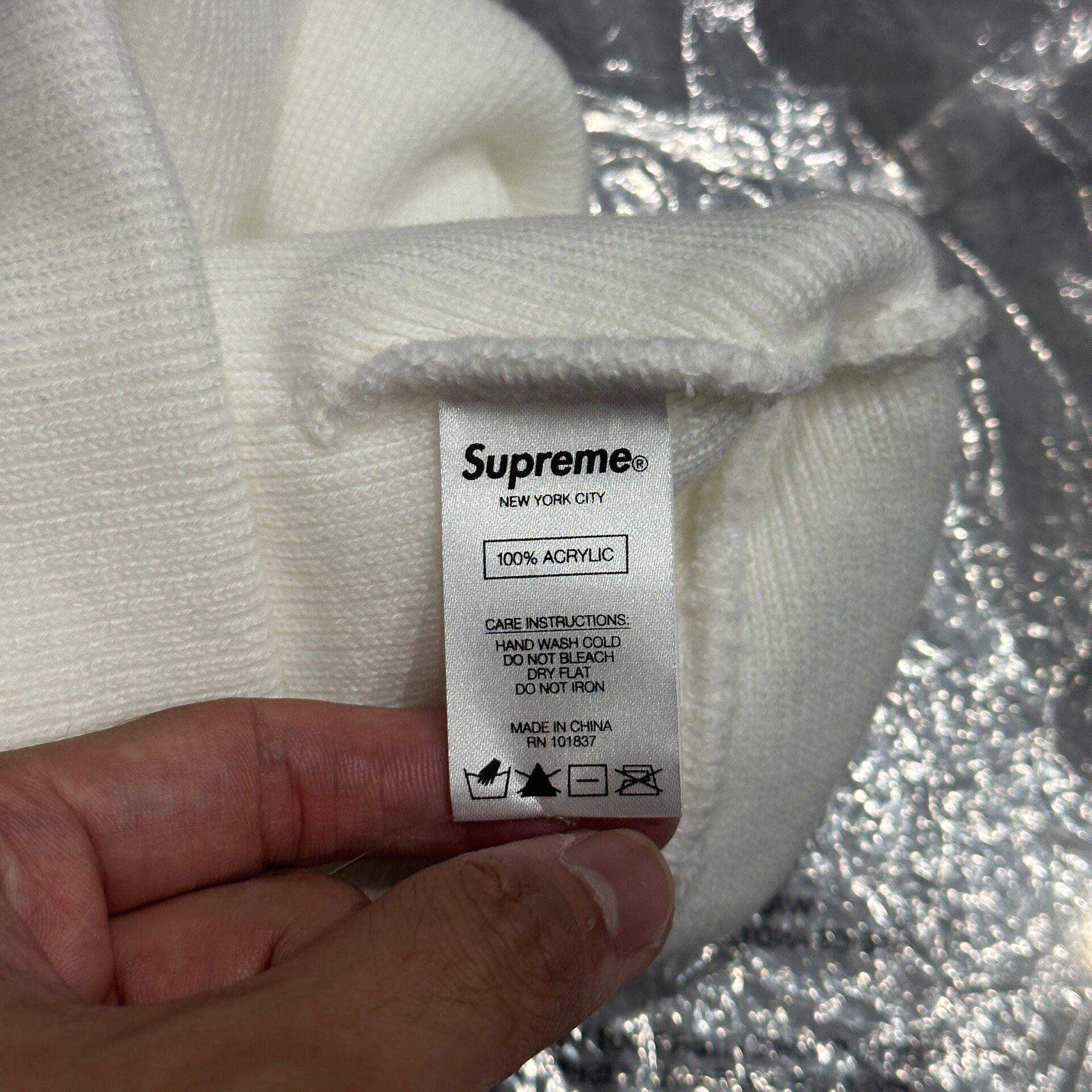 Supreme Embroidered Knit Beanie — detail
