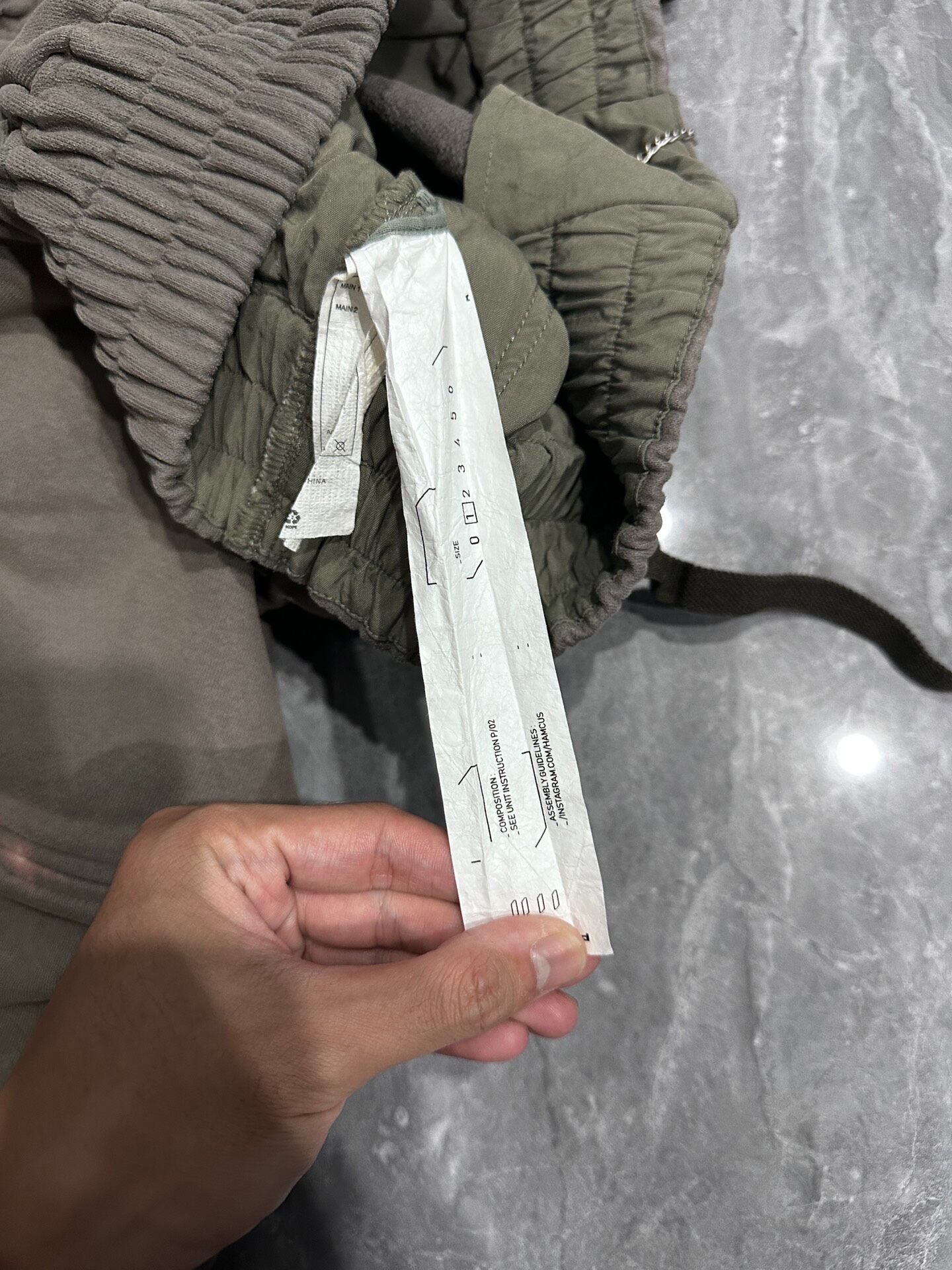 Hamcus Grayish Green Cargo Pants — detail