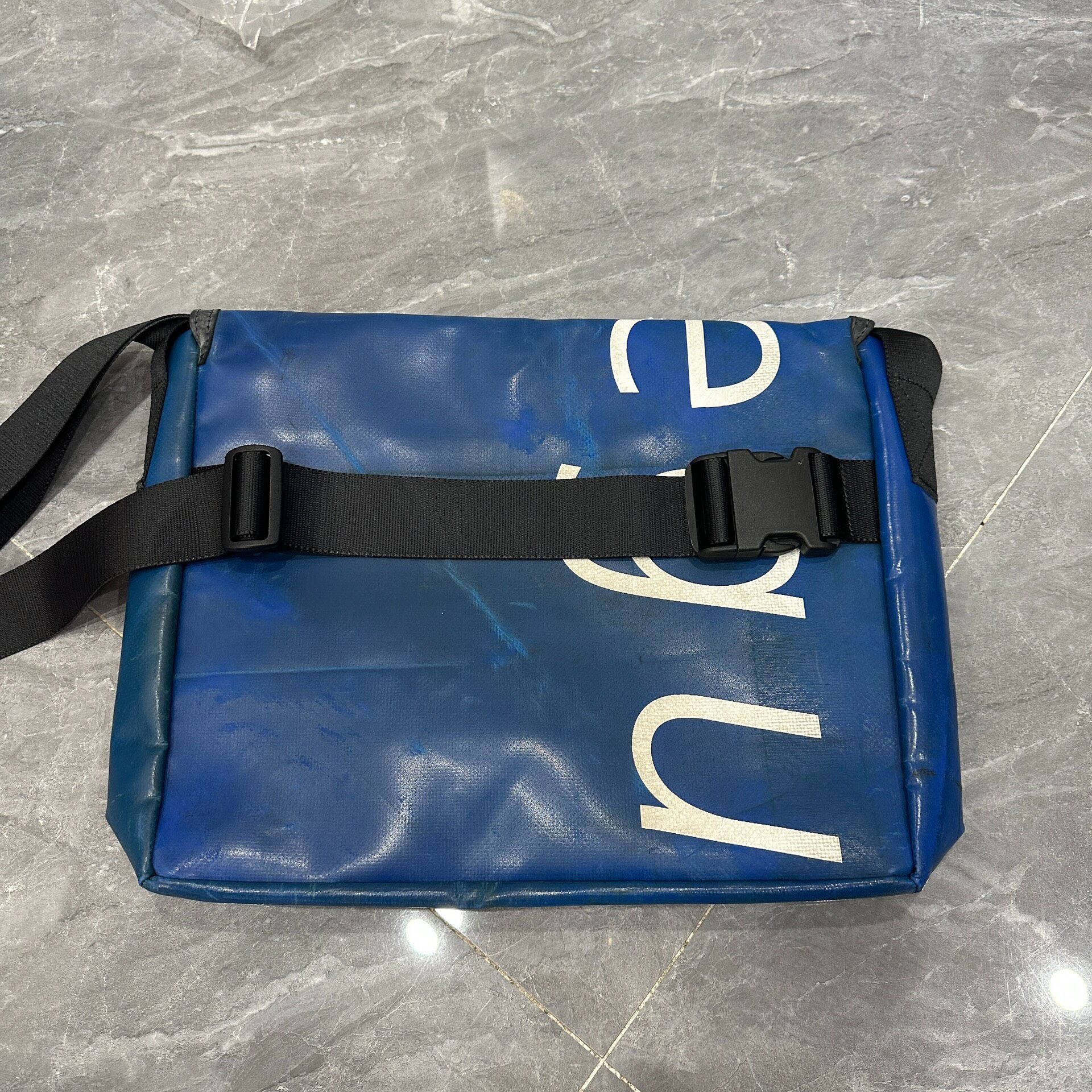 Freitag F12 Blue Messenger Bag — front