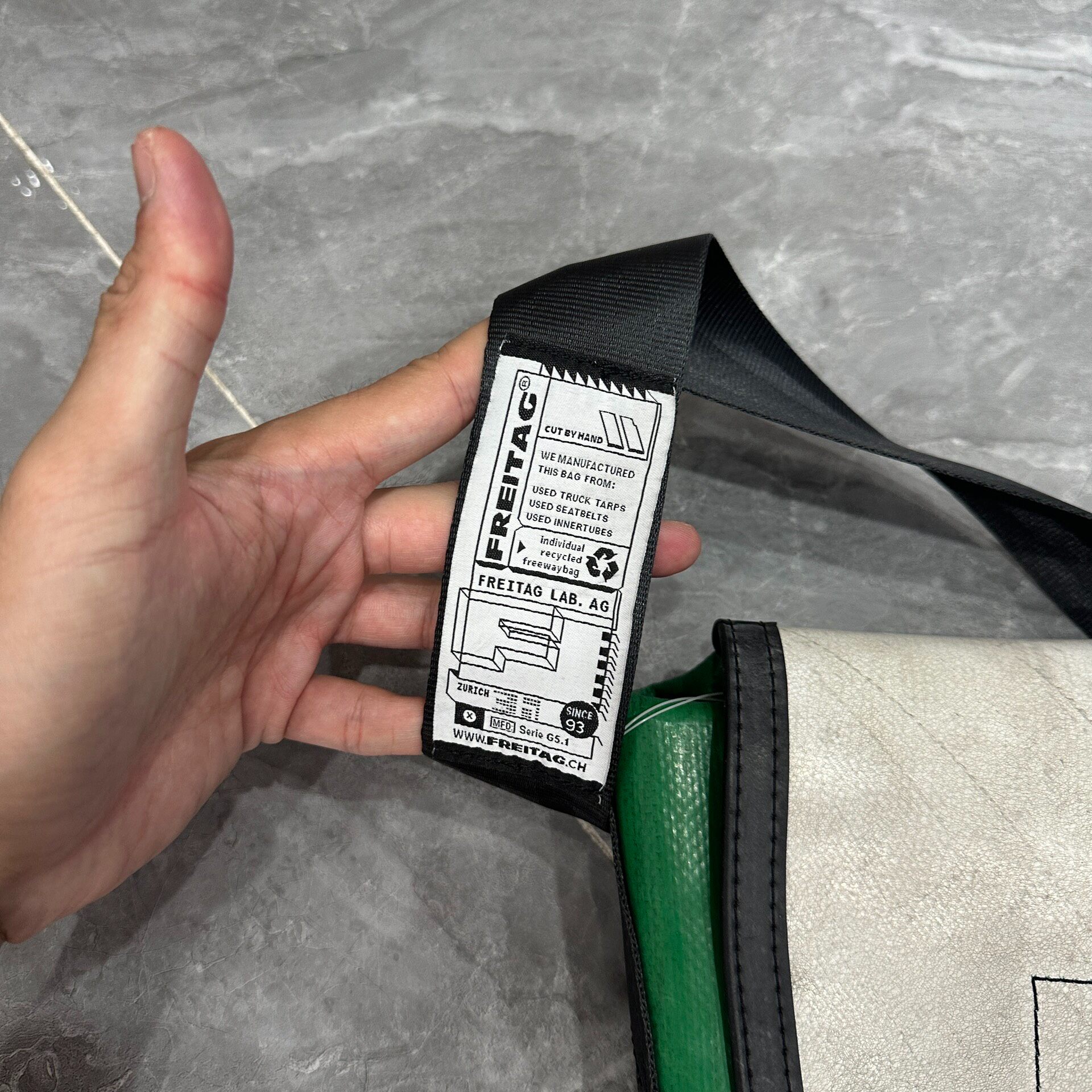 Freitag F14 Green Black Messenger Bag — front