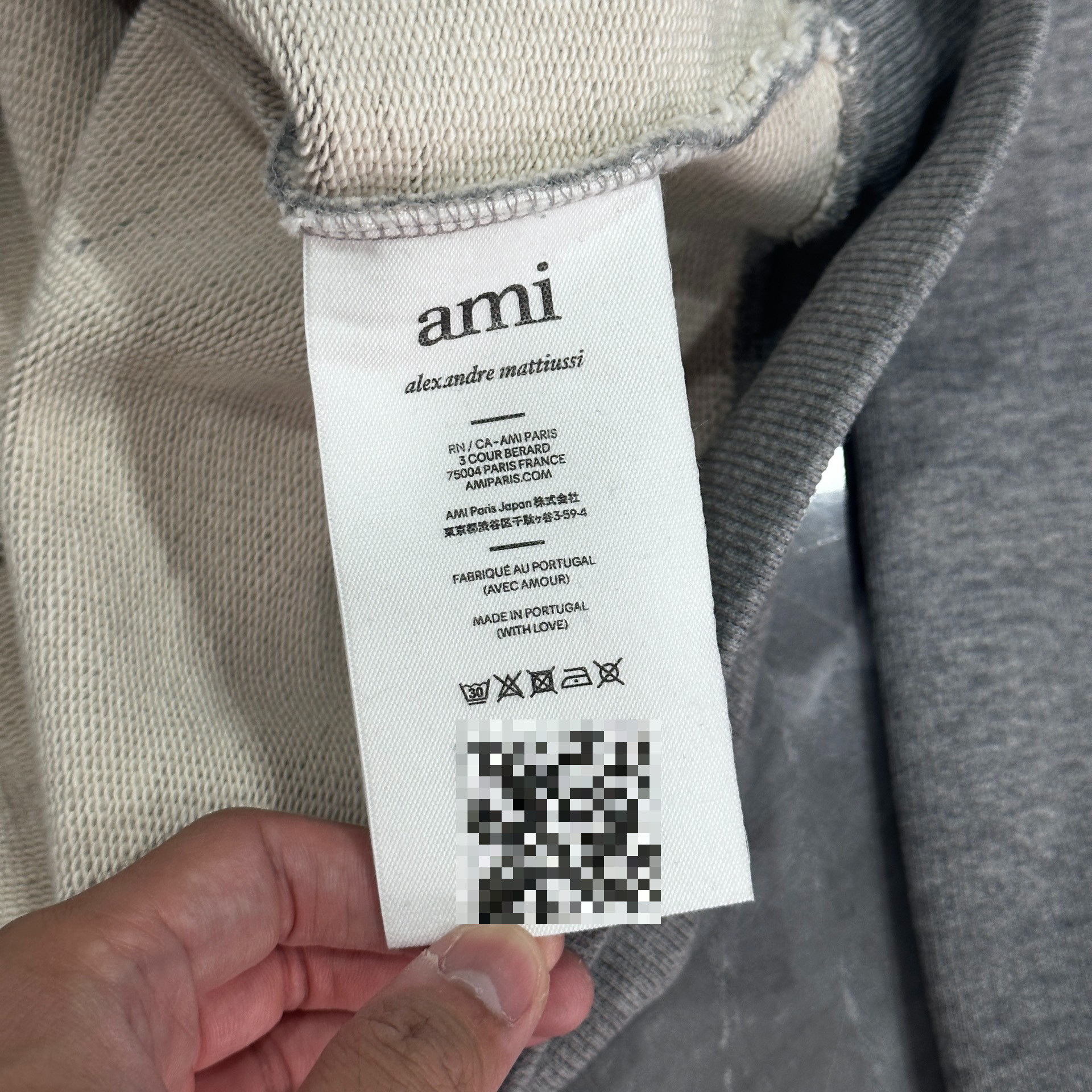 AMI Grey Red Heart Embroidery Sweatshirt — back