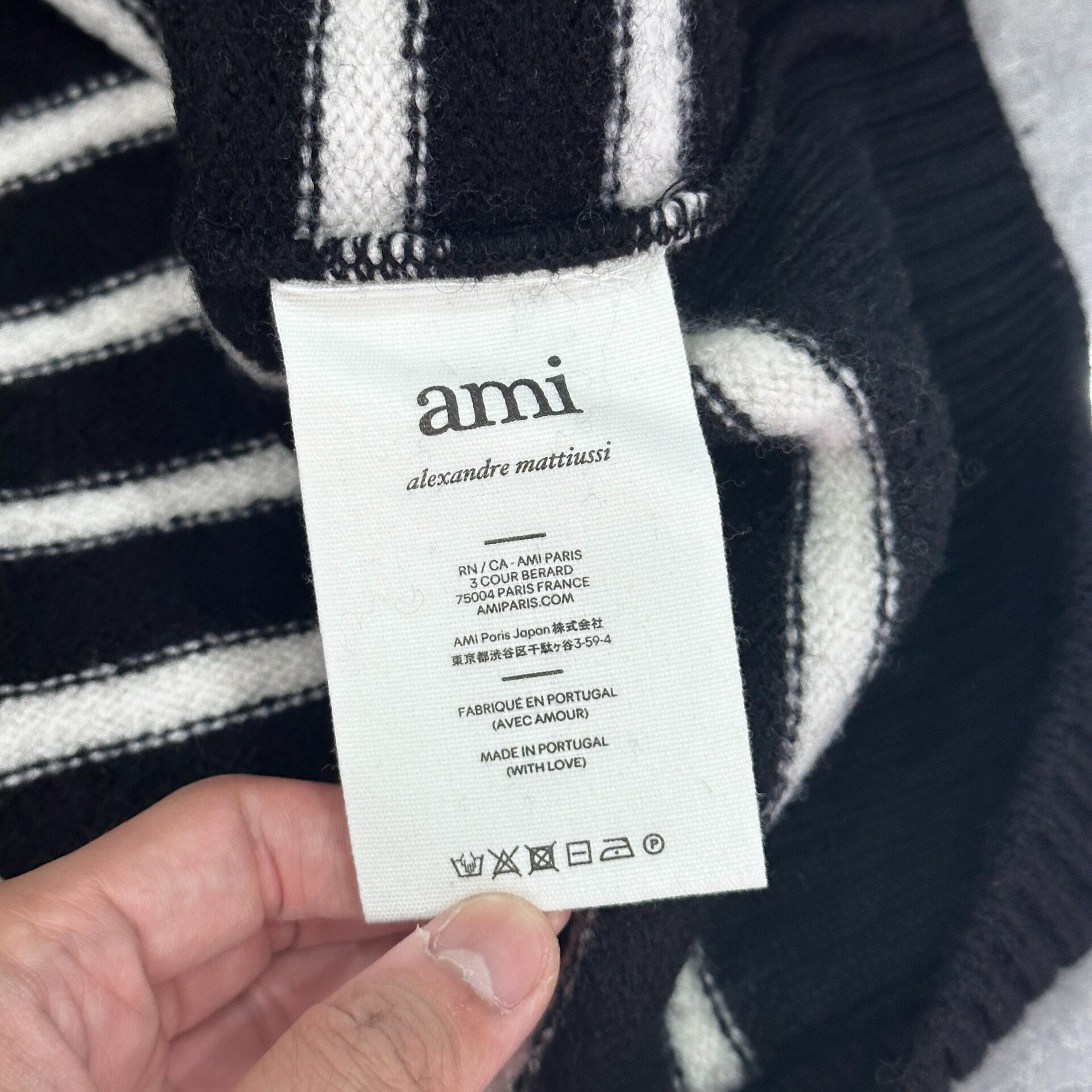 AMI Black White Striped Knit Sweater — back