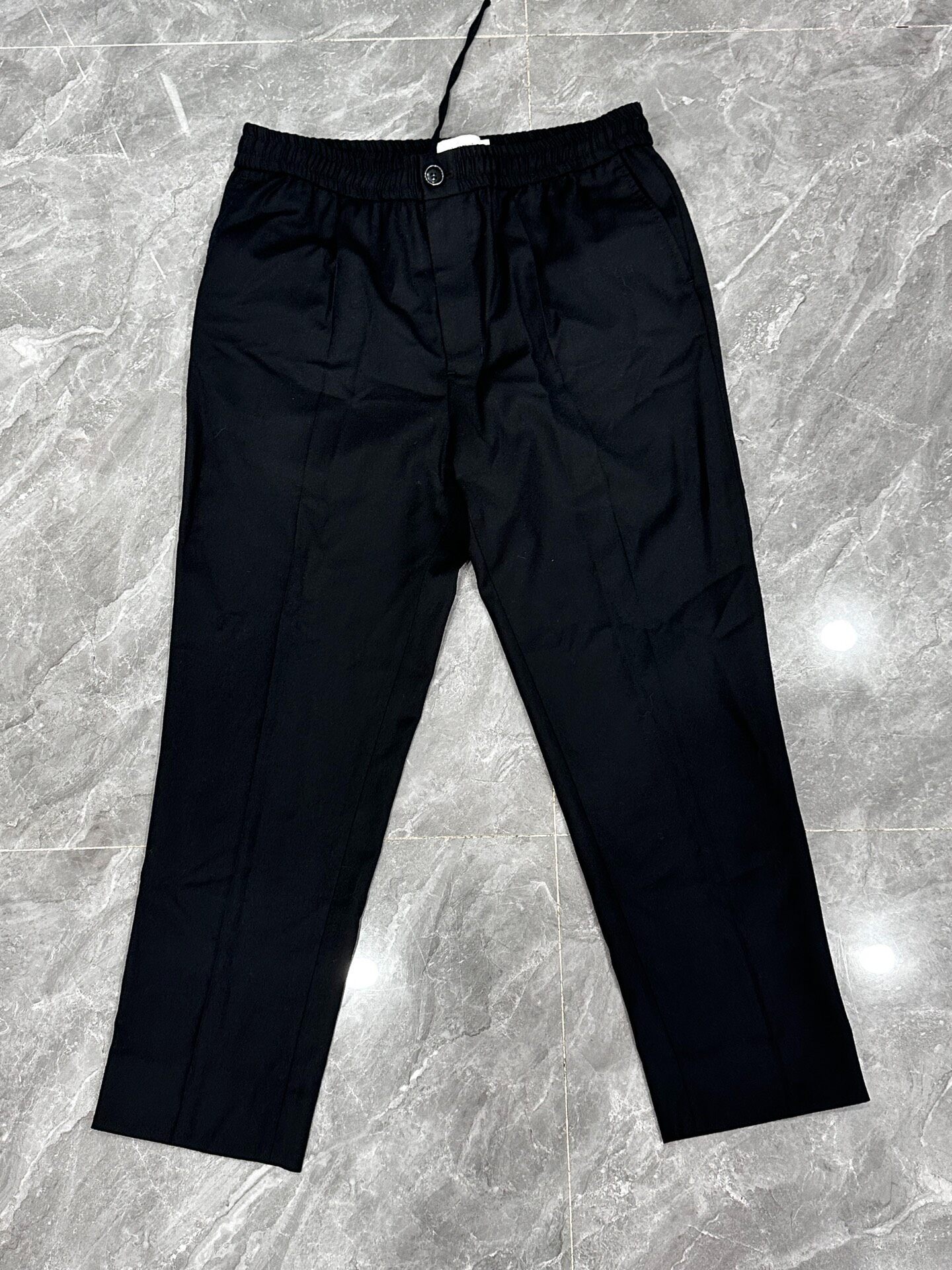 AMI Black Wool Slim Tailored Trousers