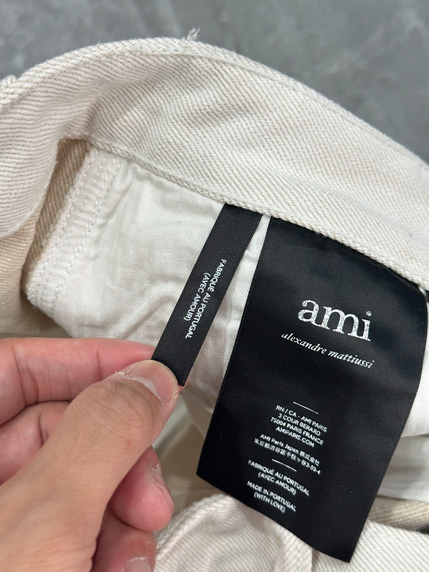 AMI Off-White Straight Wide-Leg Jeans — label