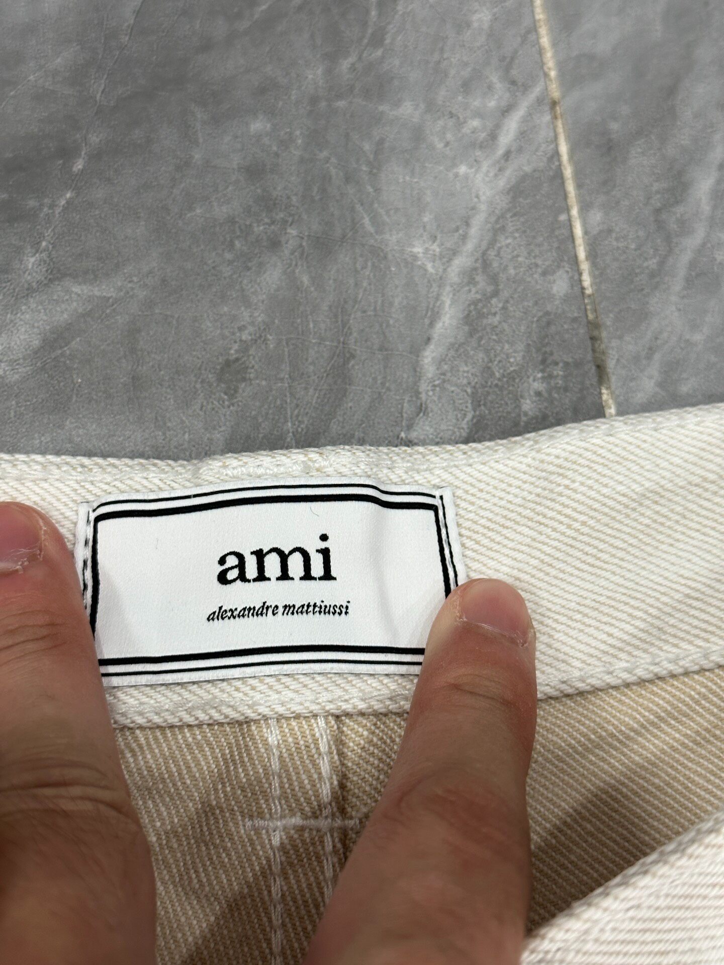 AMI Off-White Straight Wide-Leg Jeans — detail