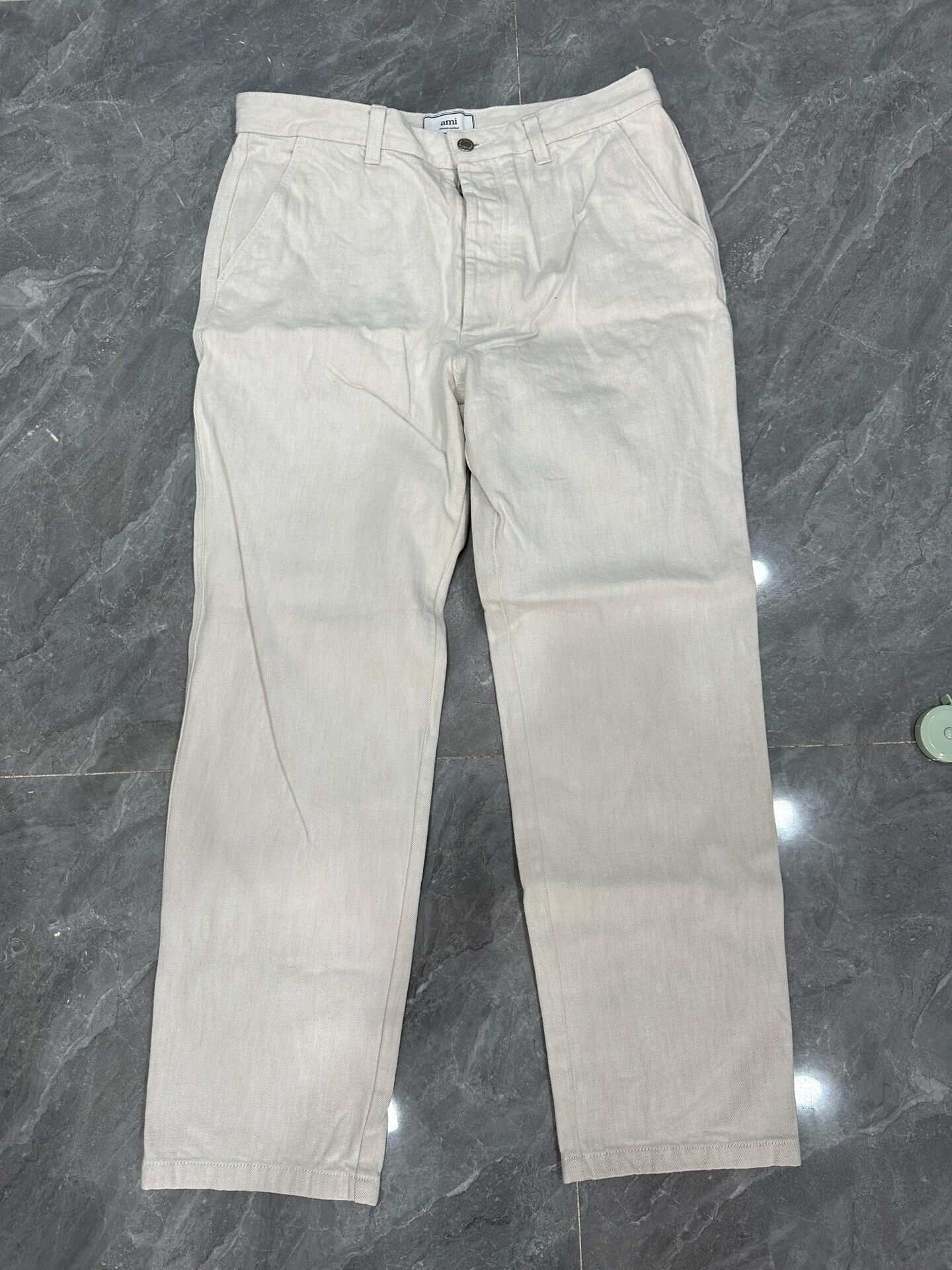 AMI Off-White Straight Wide-Leg Jeans
