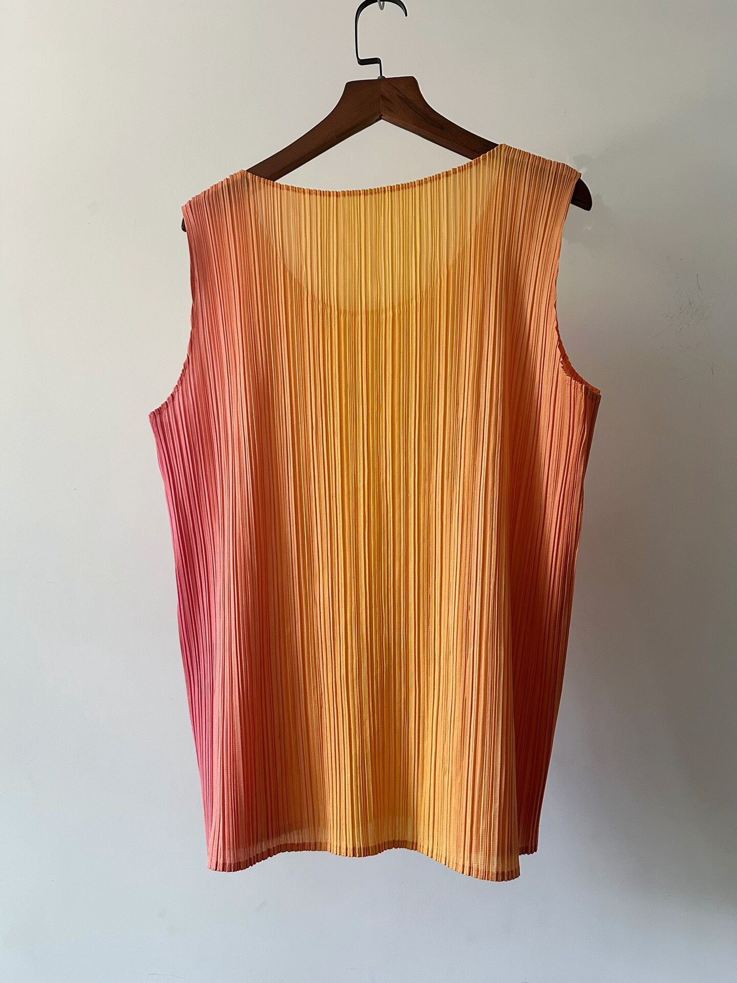 Issey Miyake Pleated Orange-Pink Vest — front