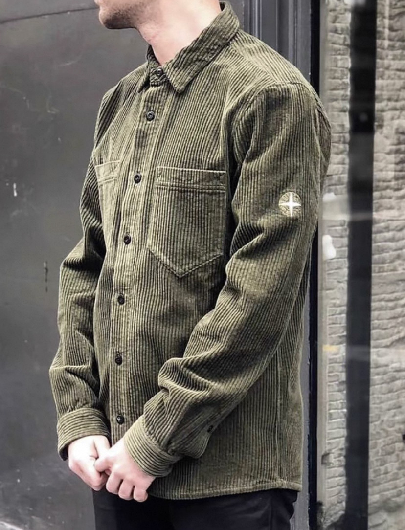 Stone Island Olive Corduroy Jacket — front