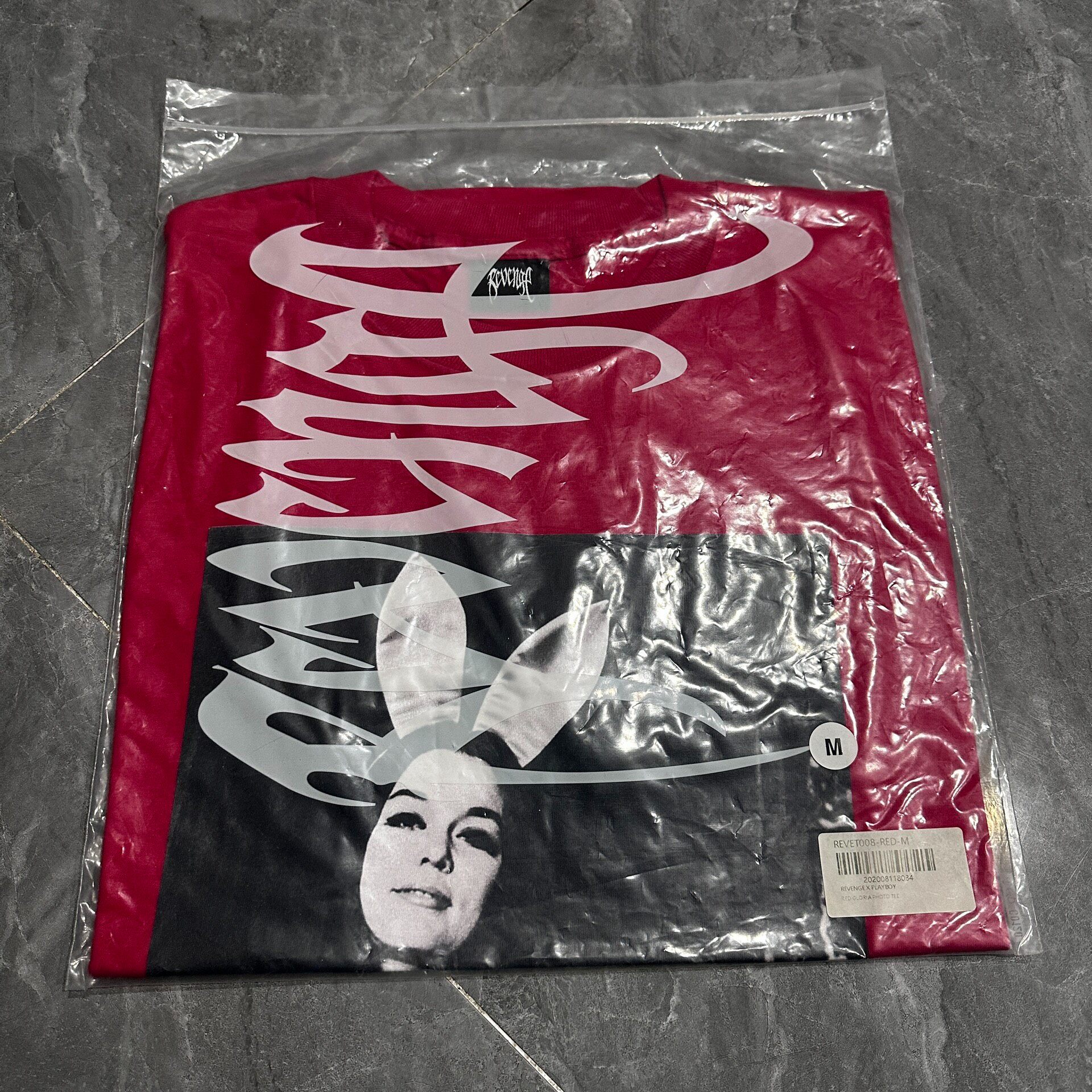 Red Bunny Graphic Short Sleeve T-Shirt — label