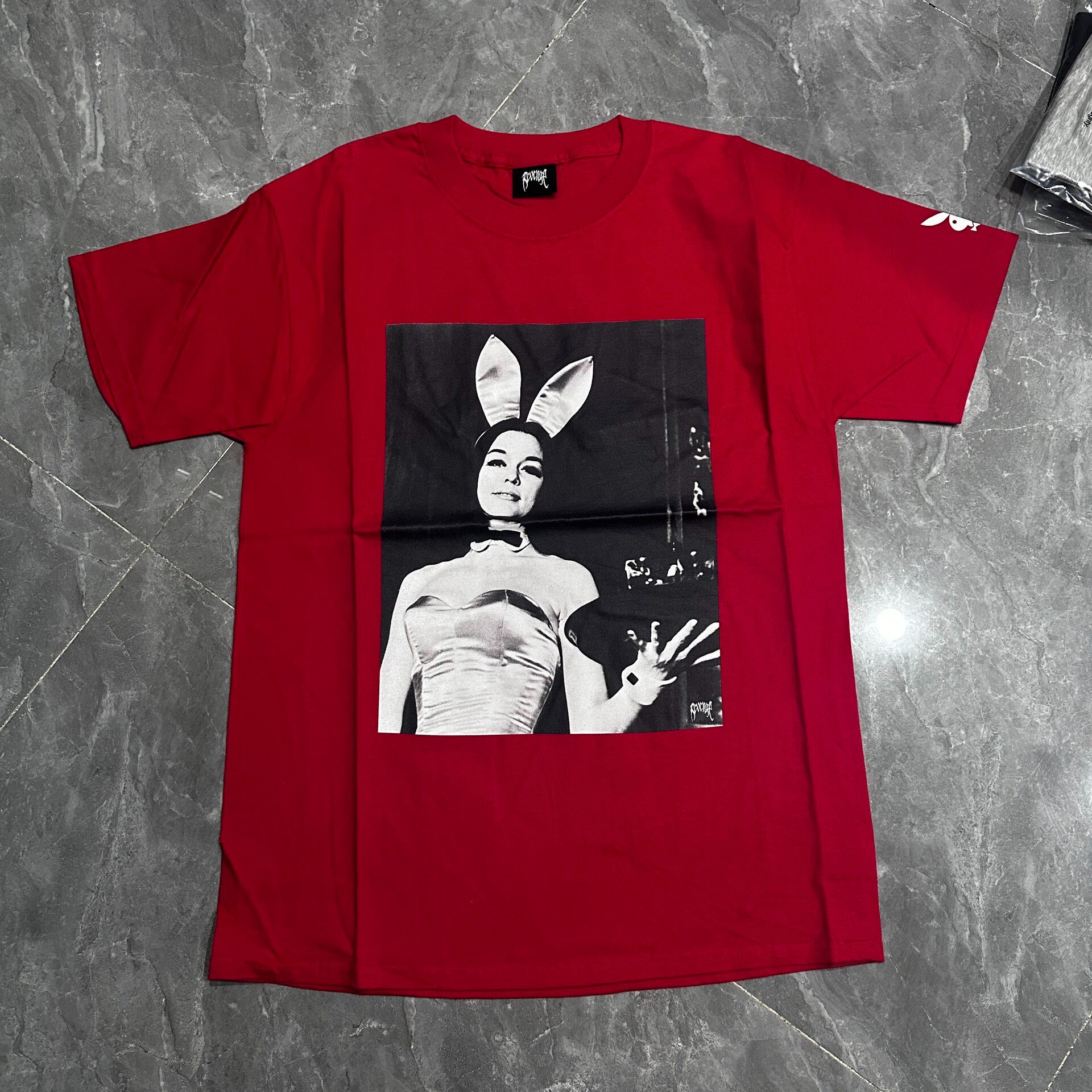 Red Bunny Graphic Short Sleeve T-Shirt