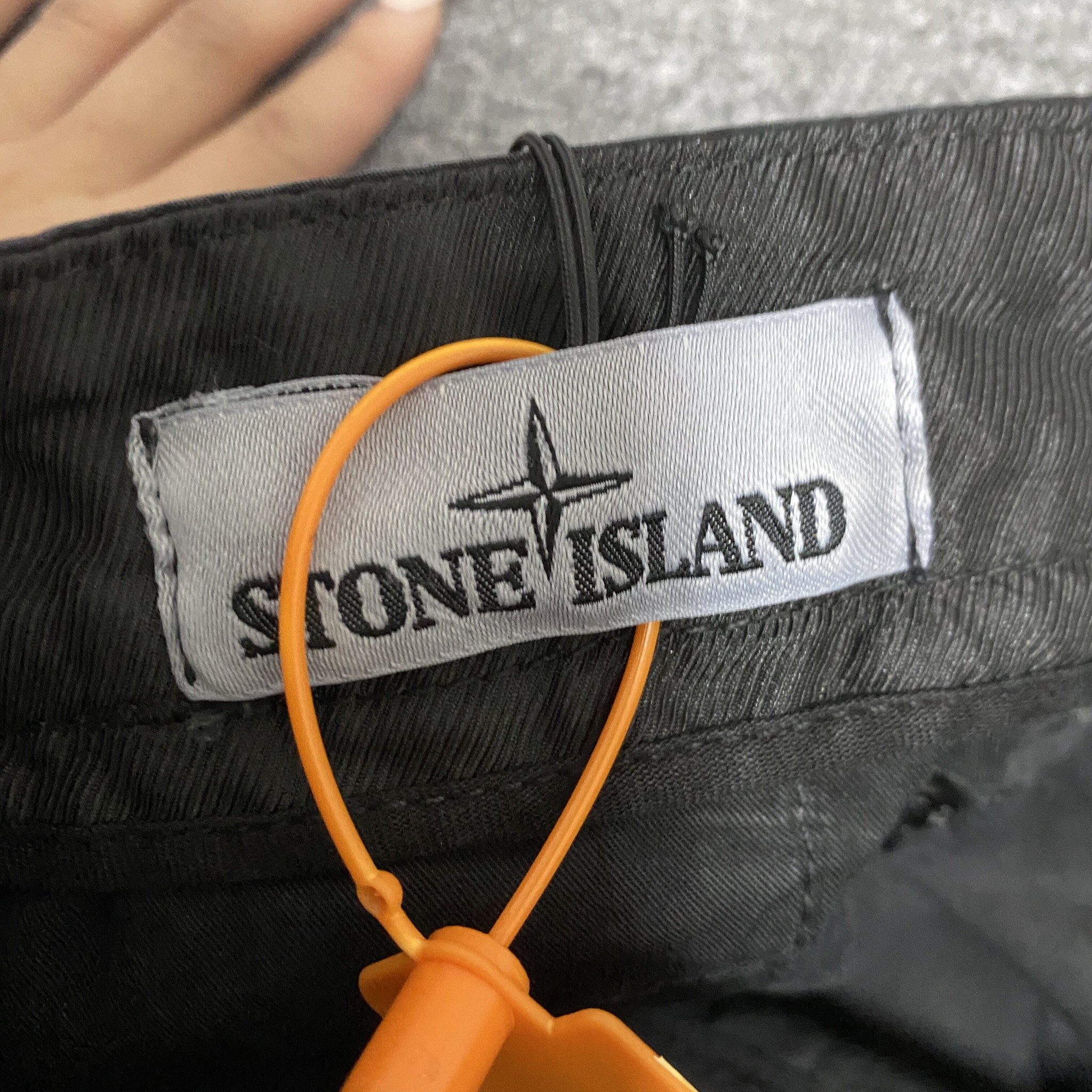 Stone Island Black Wash Cargo Pants — label