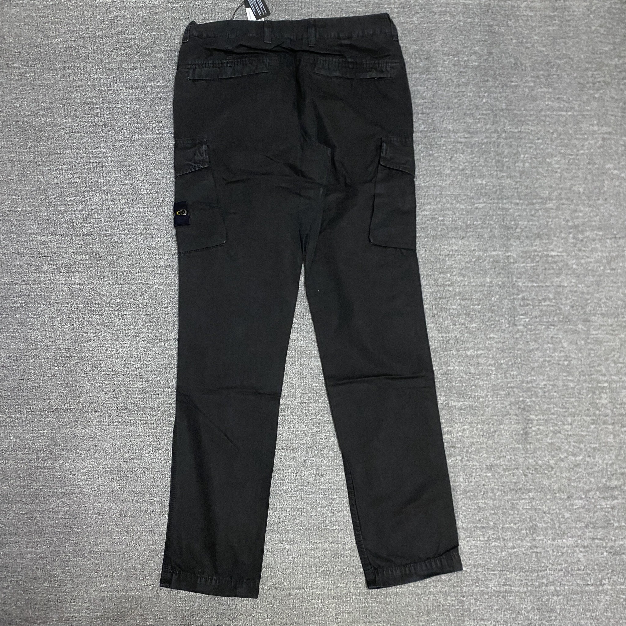 Stone Island Black Wash Cargo Pants — front