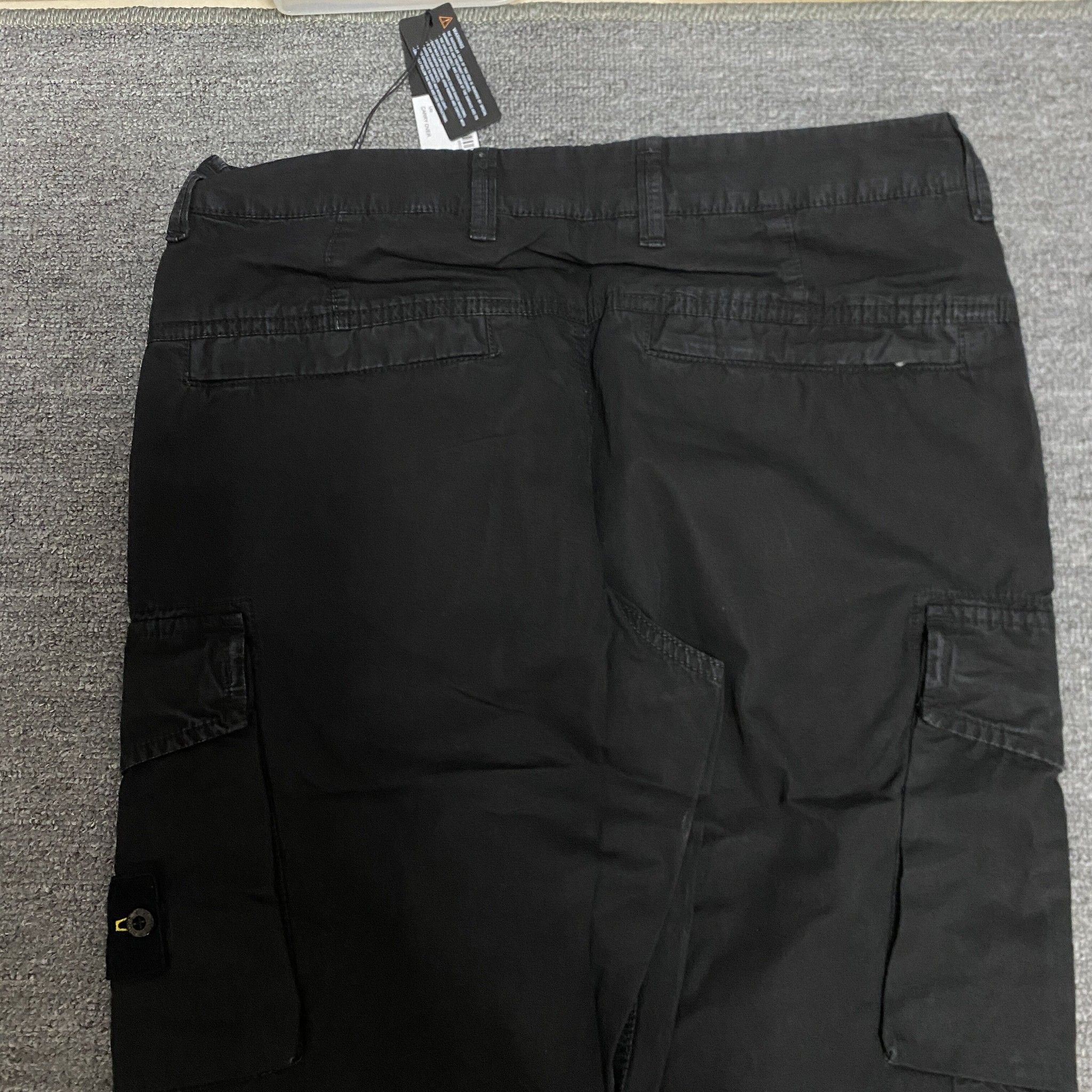 Stone Island Black Wash Cargo Pants — detail