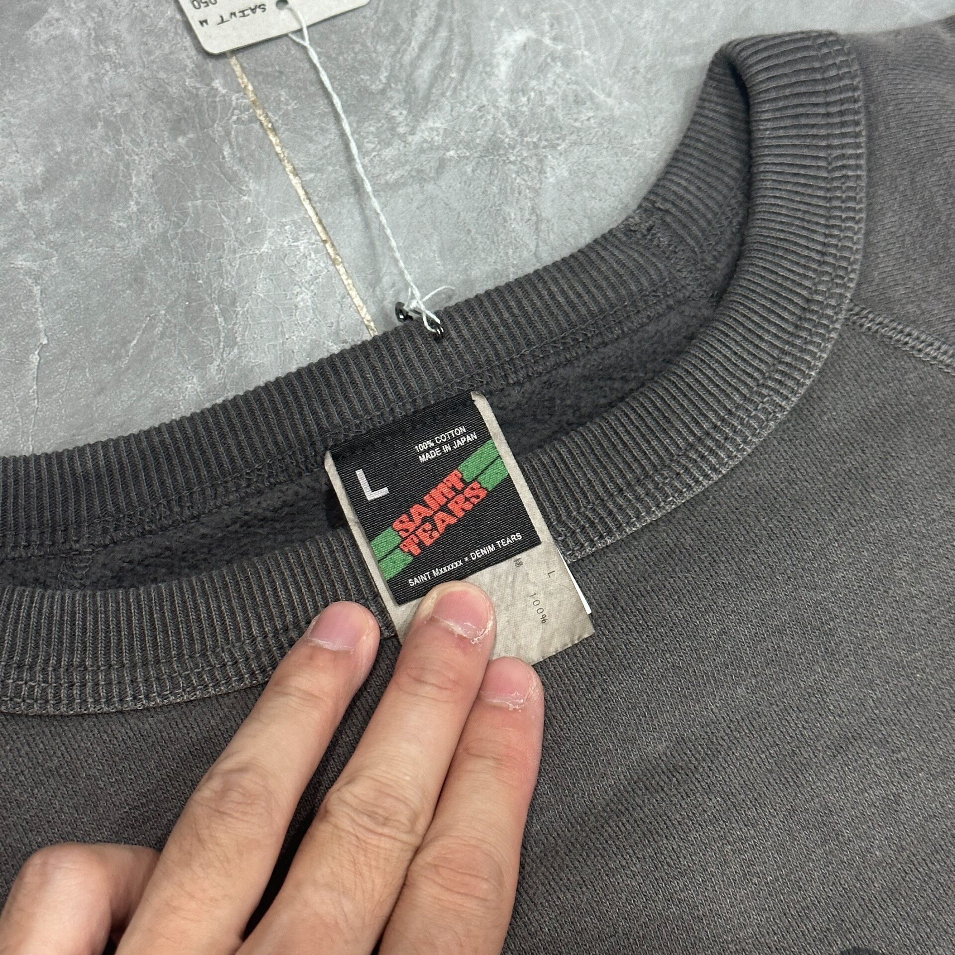 Saint Michael x Denim Tears Black Crewneck Sweatshirt — detail