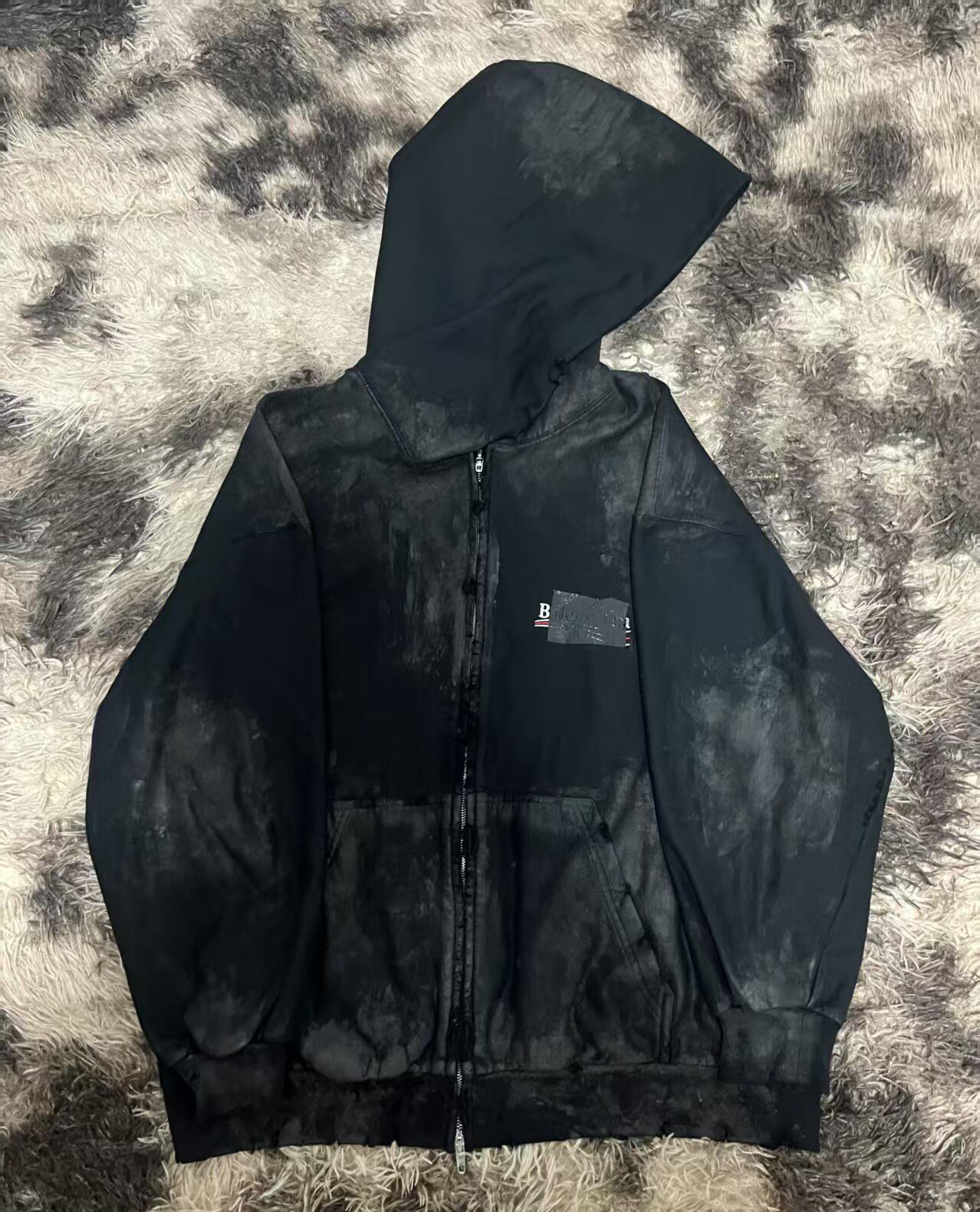 Balenciaga 23SS Mud-Dyed Zip Hoodie