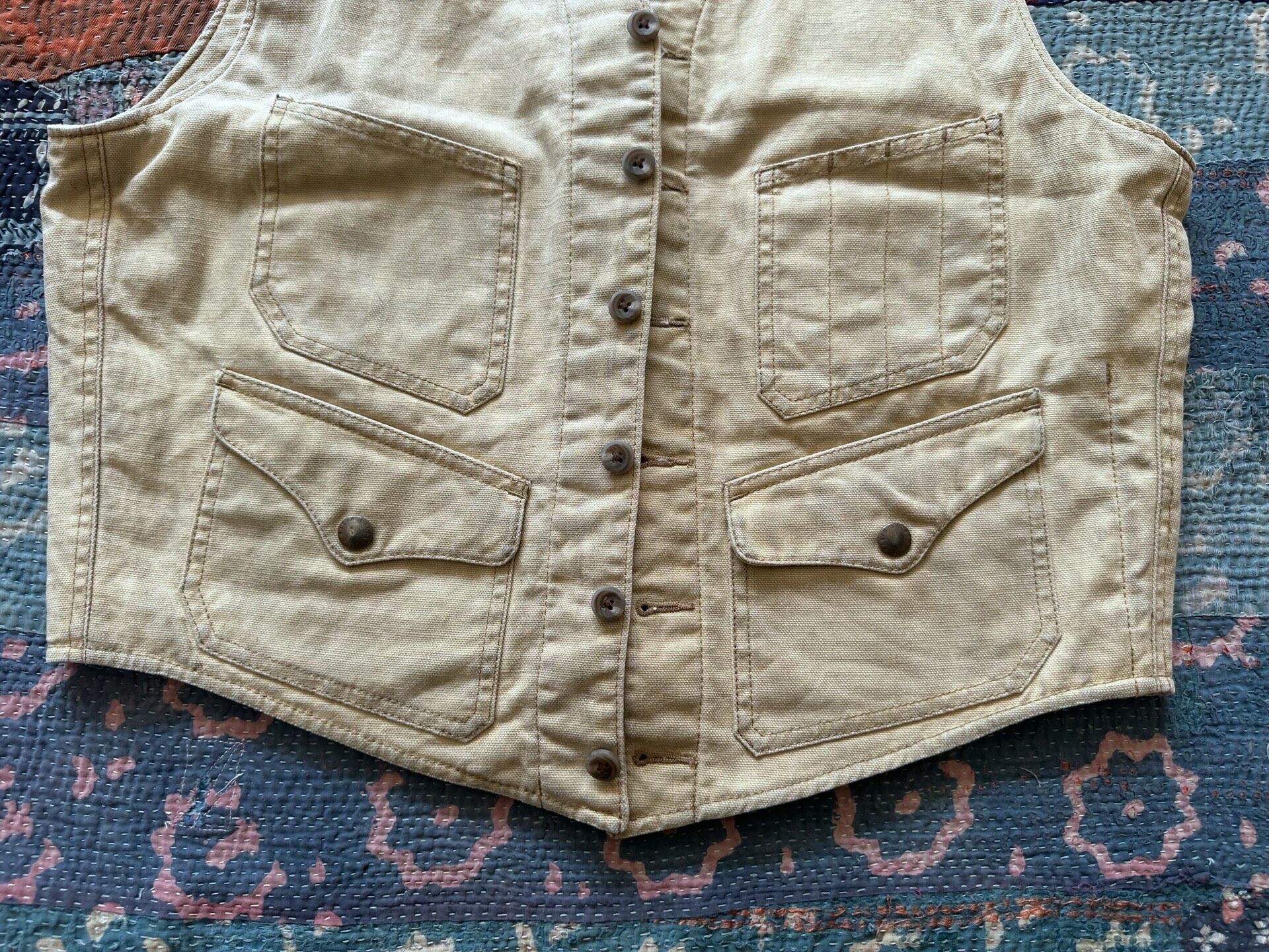 Polo Ralph Lauren RRL Beige Canvas Vest — detail