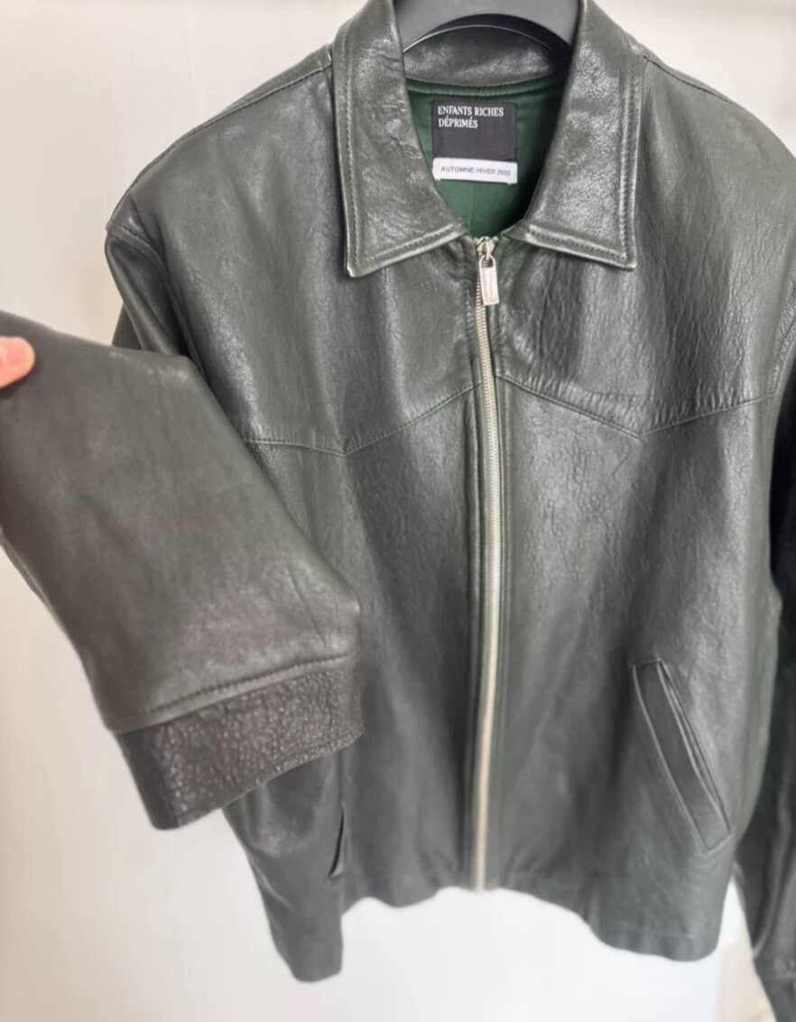Enfants Riches Deprimes 22FW Green Western Leather Jacket — detail