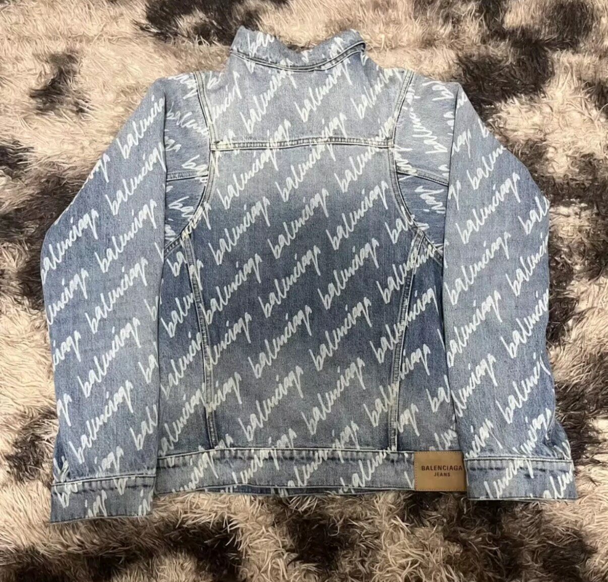 Balenciaga All-Over Logo Denim Jacket — detail