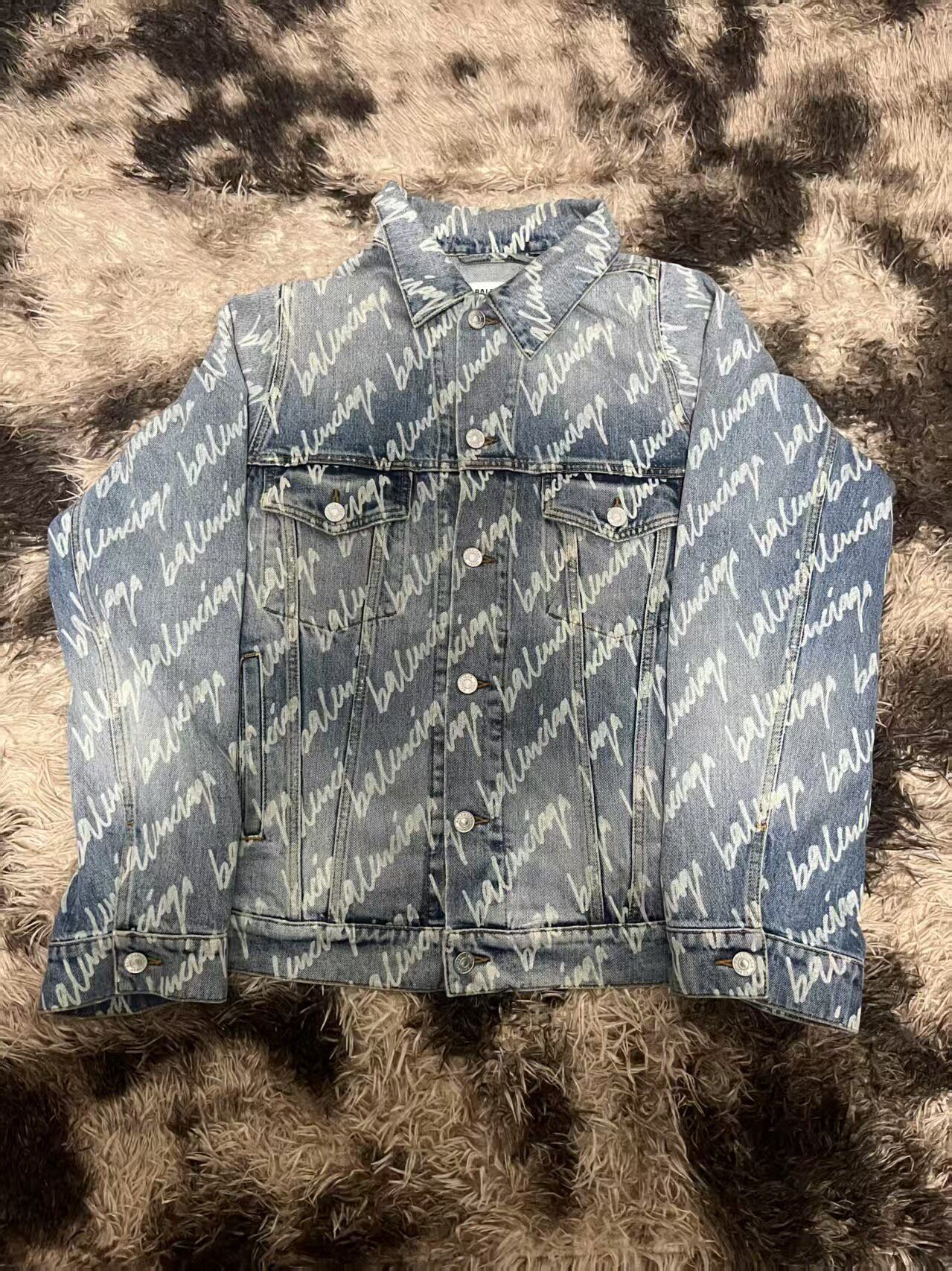Balenciaga All-Over Logo Denim Jacket