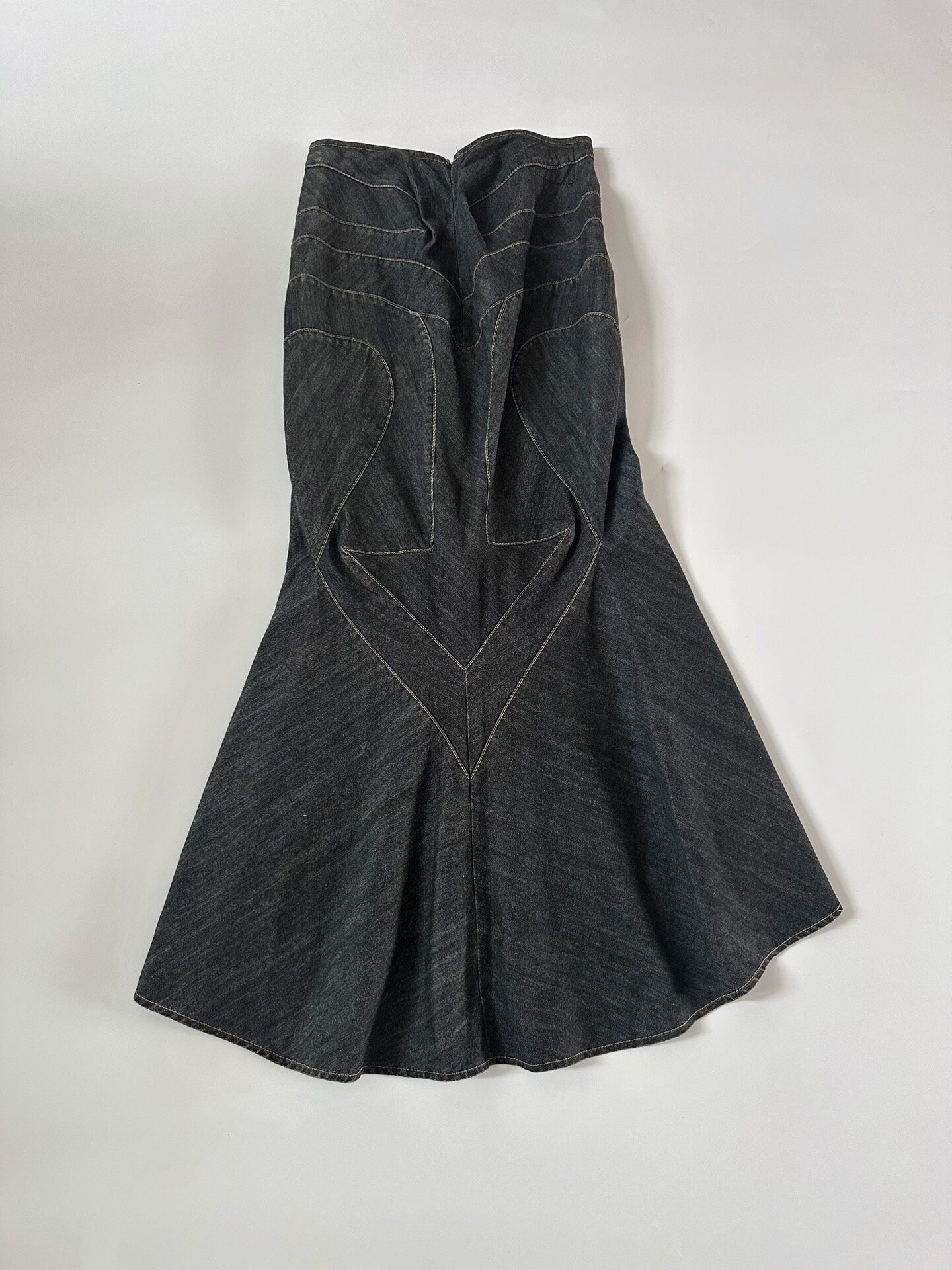 Junya Watanabe Denim Fishtail Skirt — front