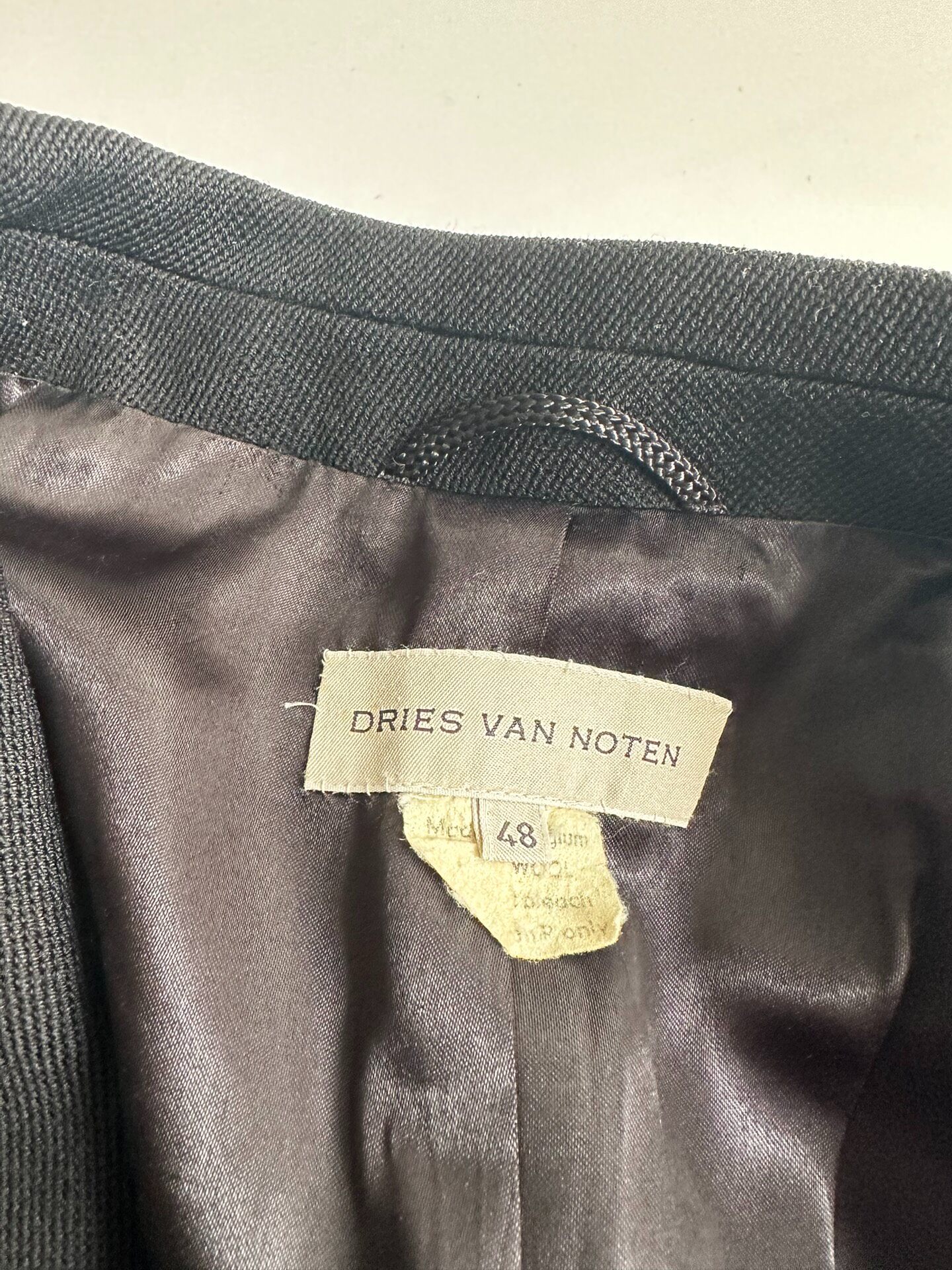 Dries Van Noten Wool Overcoat — label