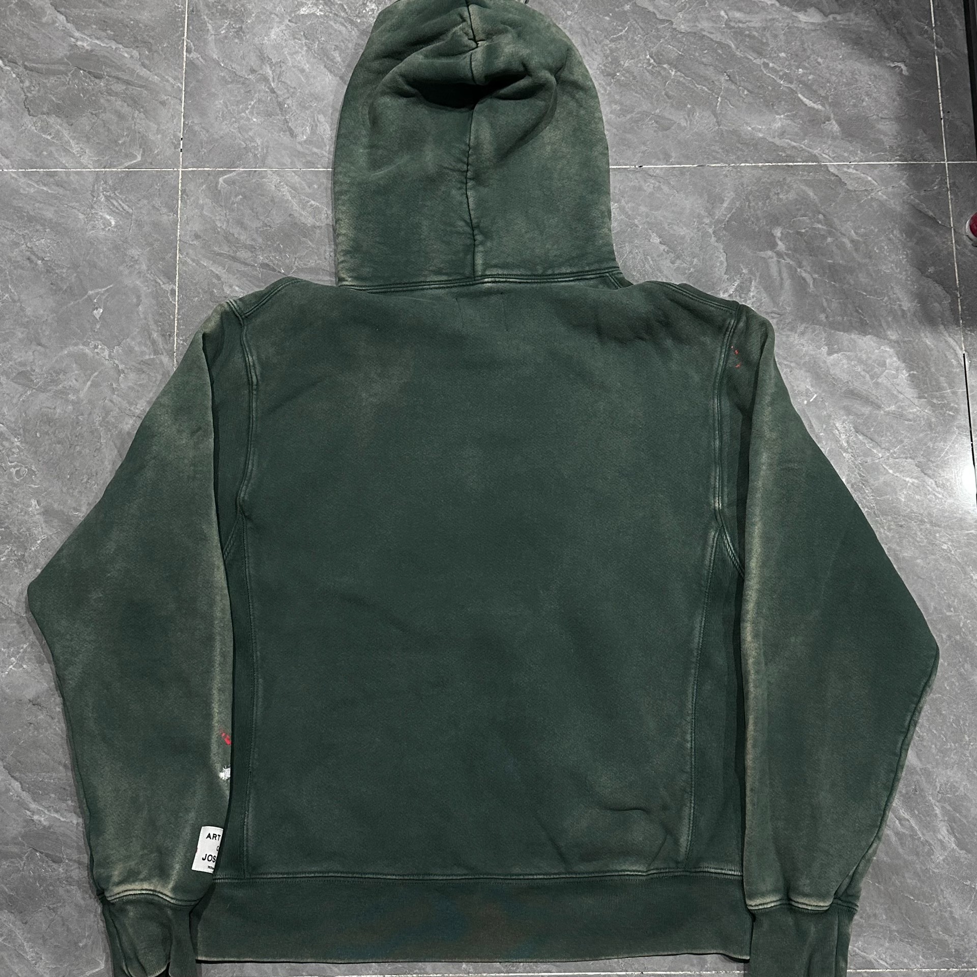 Gallery Dept Faded Green Paint Splatter Hoodie — front