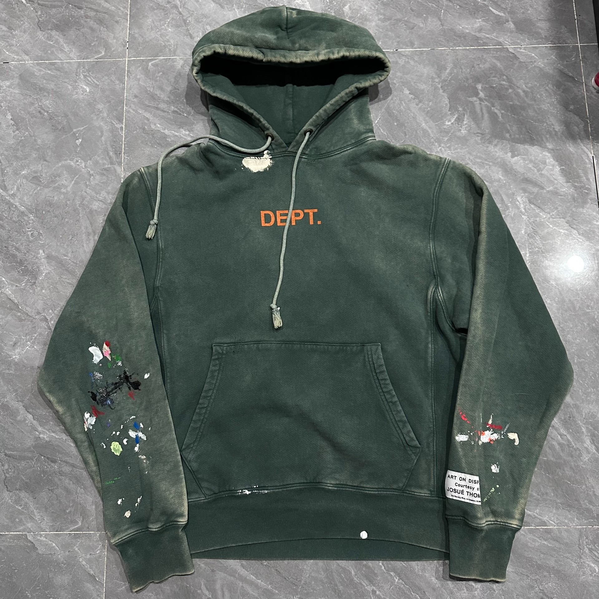Gallery Dept Faded Green Paint Splatter Hoodie