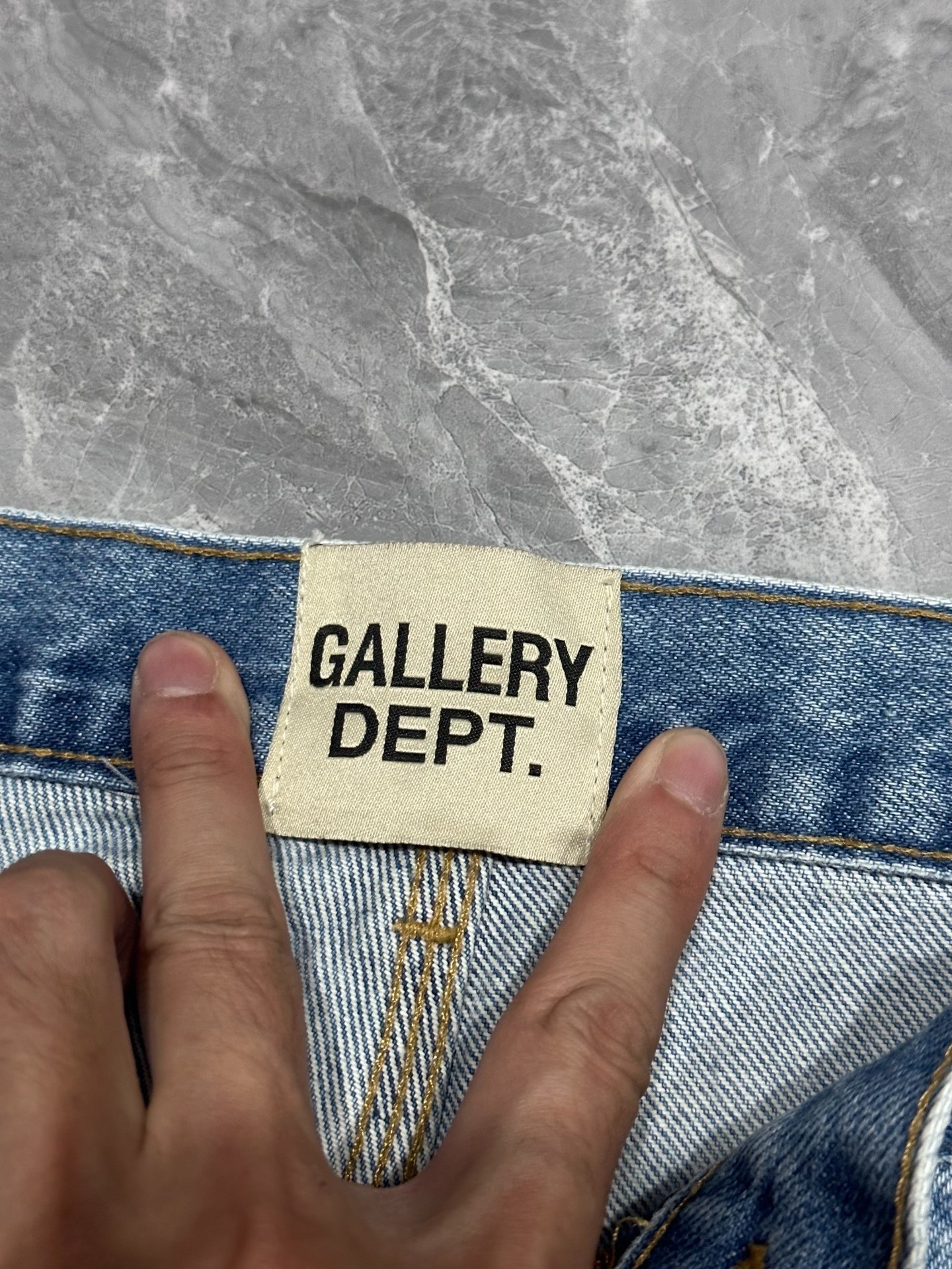 Gallery Dept Flared Distressed Blue Jeans — detail