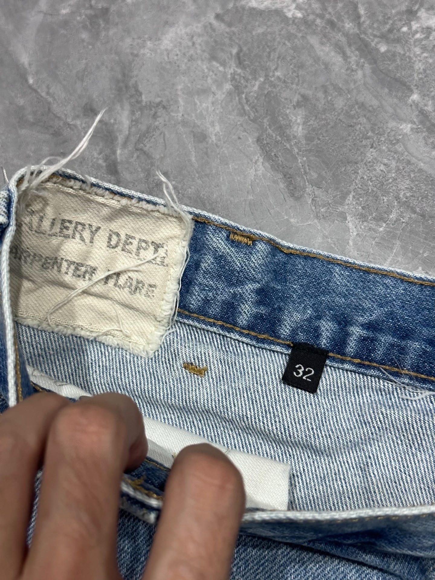 Gallery Dept Flared Distressed Blue Jeans — back