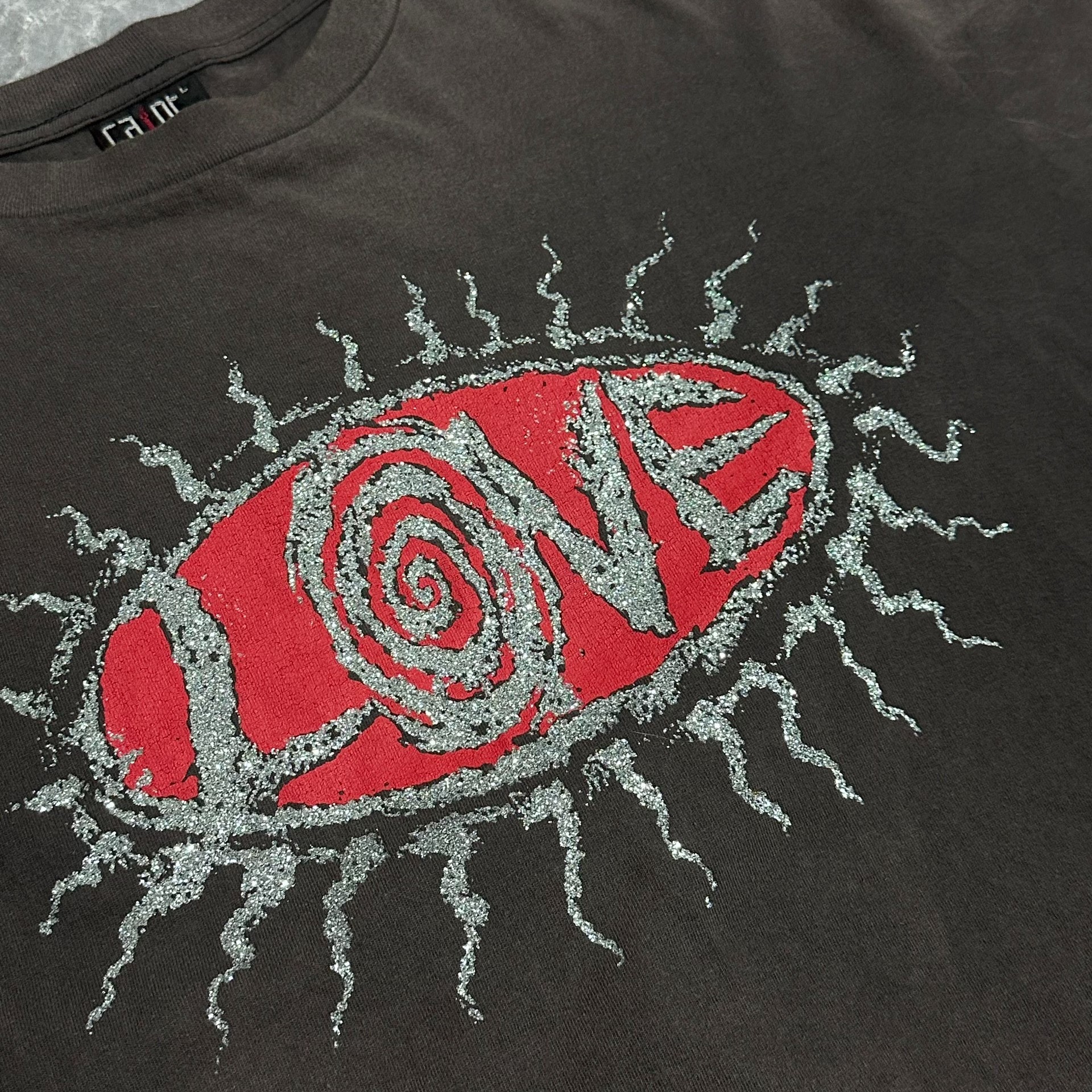 Saint Michael Glitter LOVE Swirl T-shirt — detail