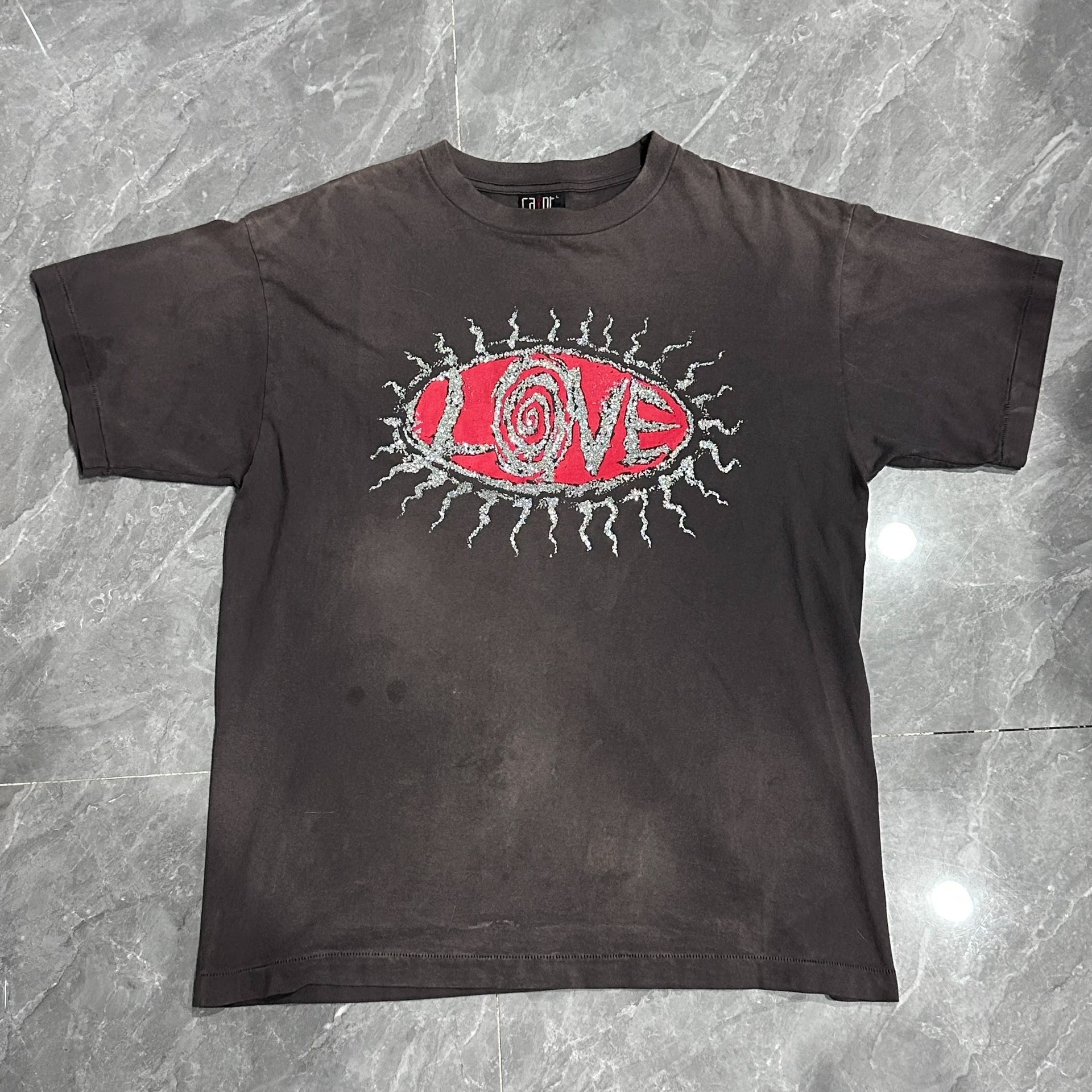 Saint Michael Glitter LOVE Swirl T-shirt