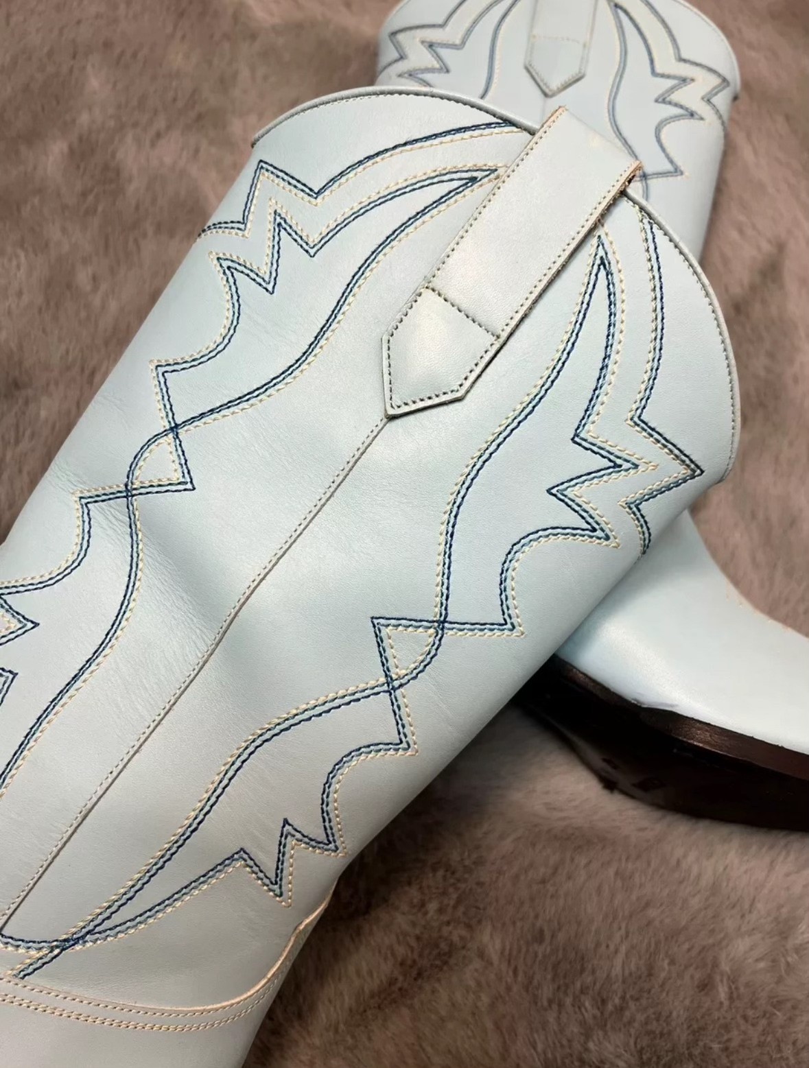 Celine Light Blue Western Boots — label