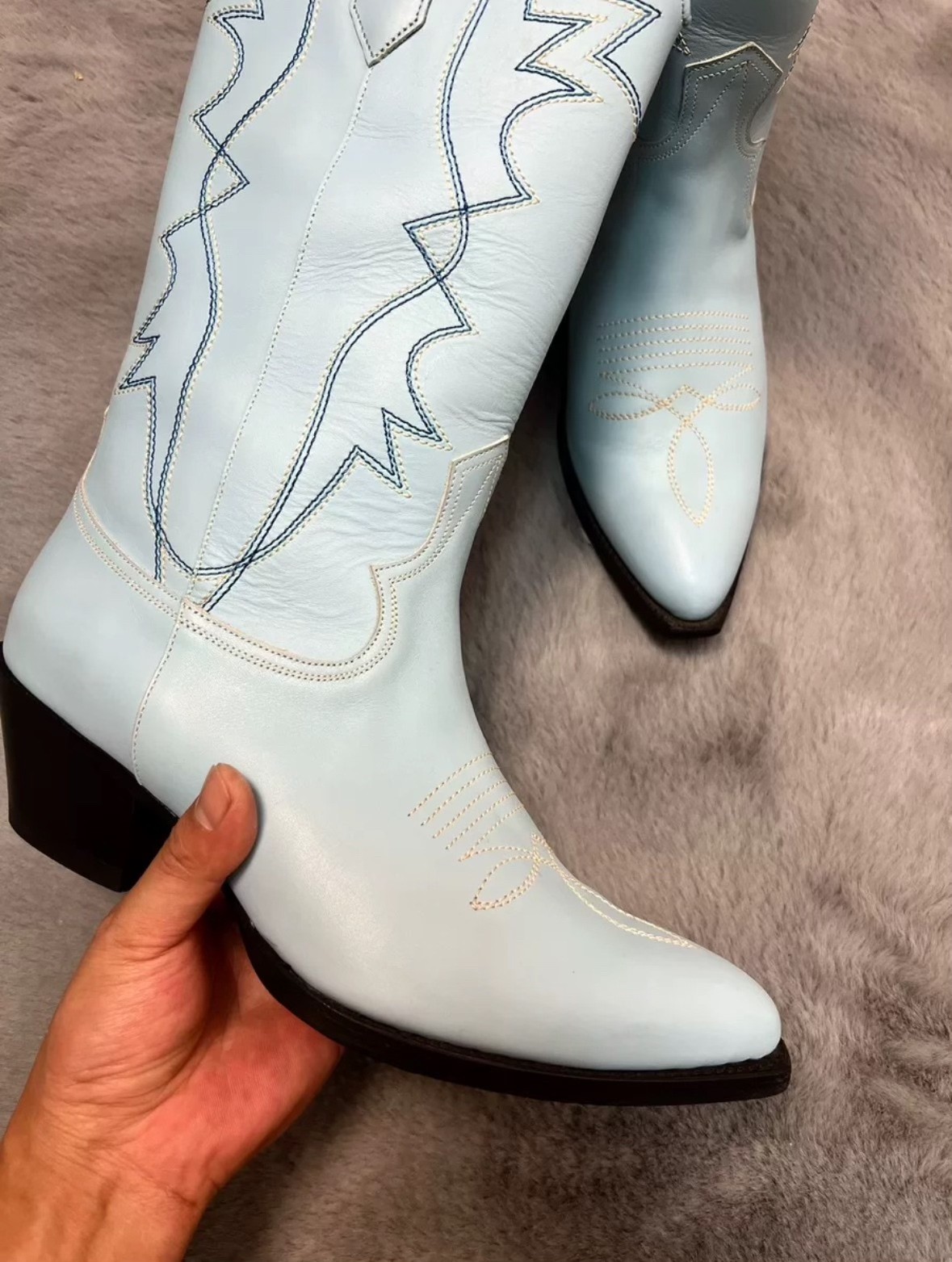 Celine Light Blue Western Boots — front