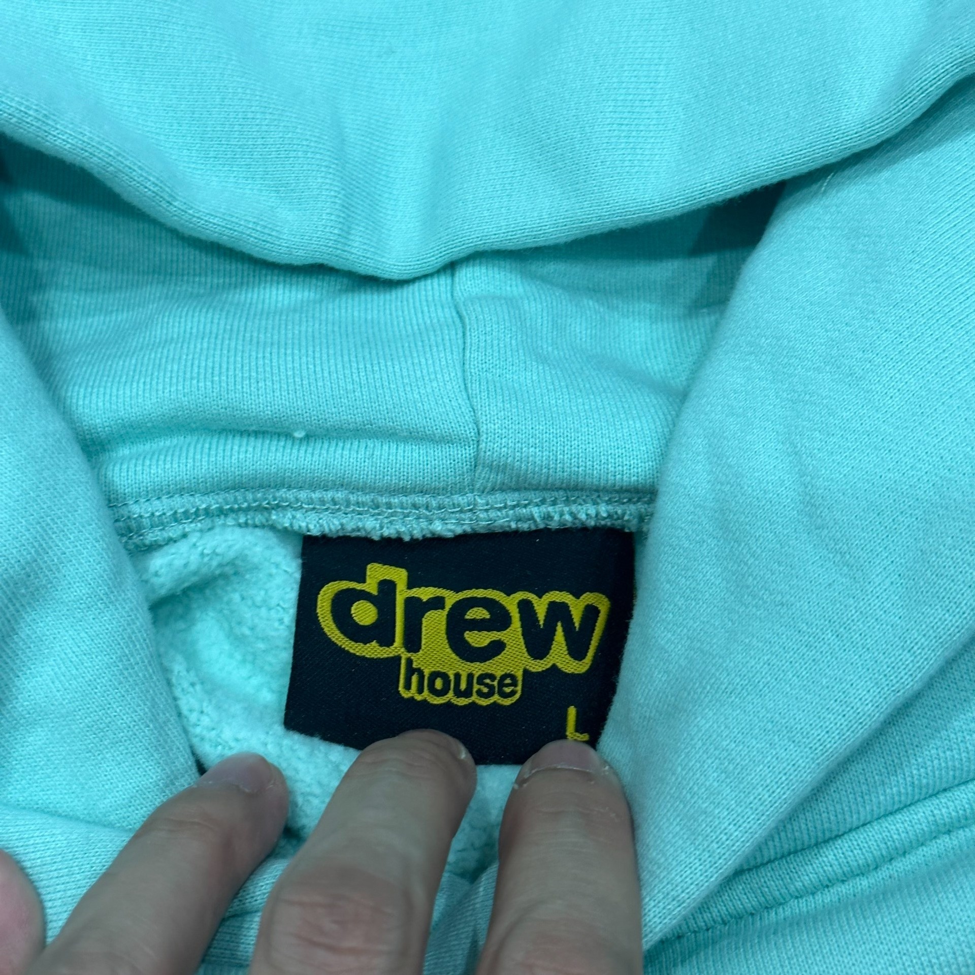 Drew House Mint Green Smiley Hoodie — detail