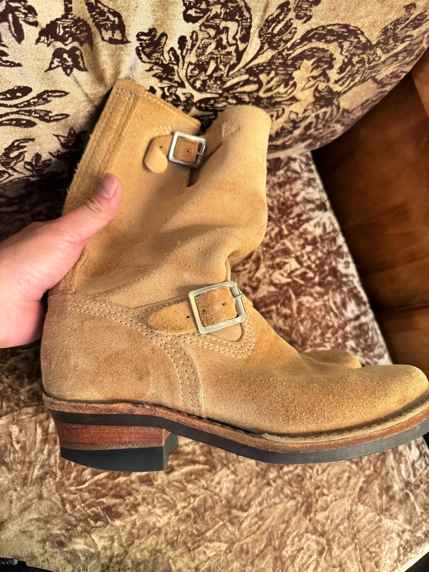 Wesco Tan Engineer Boots — detail