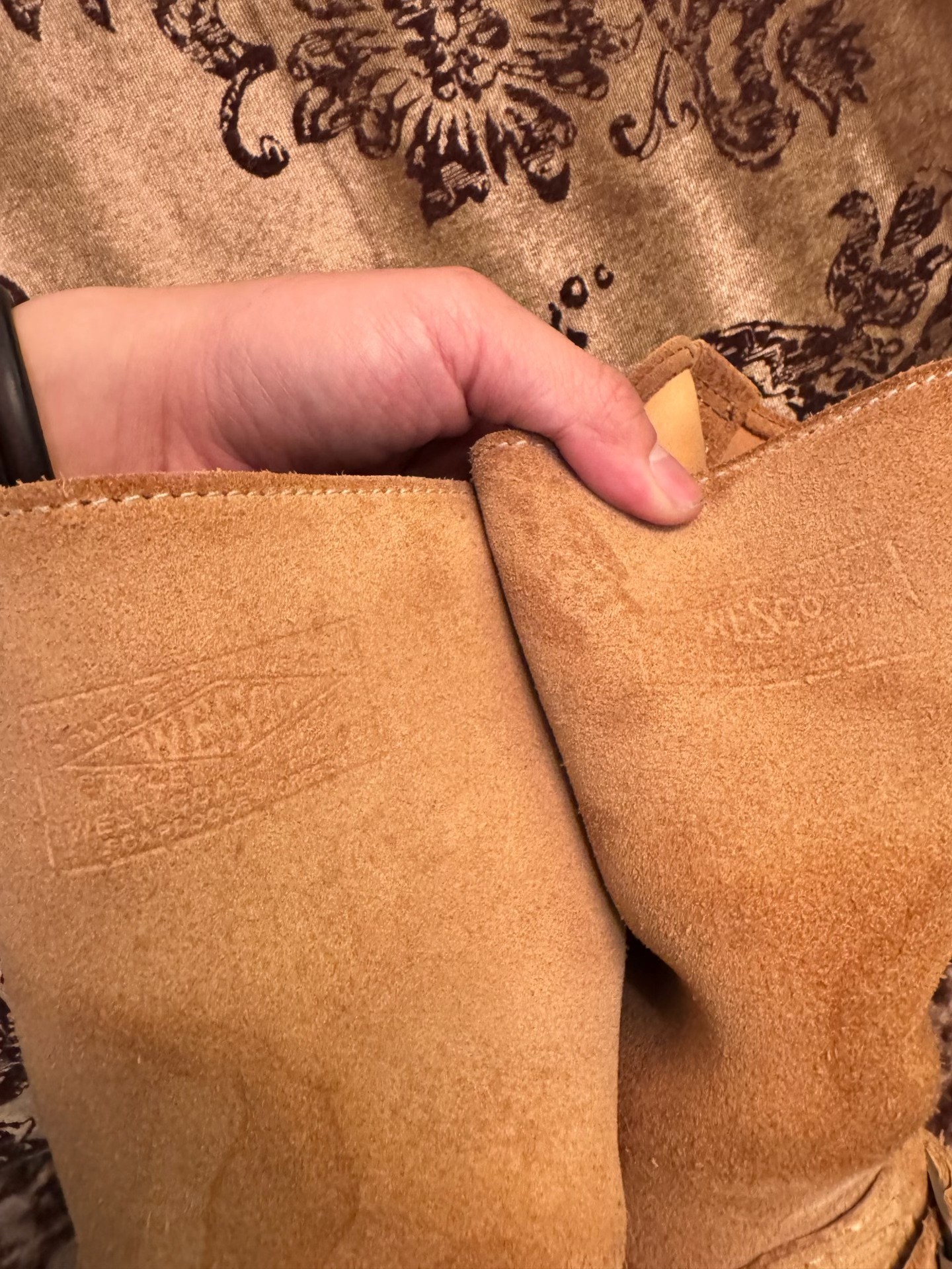 Wesco Tan Engineer Boots — label