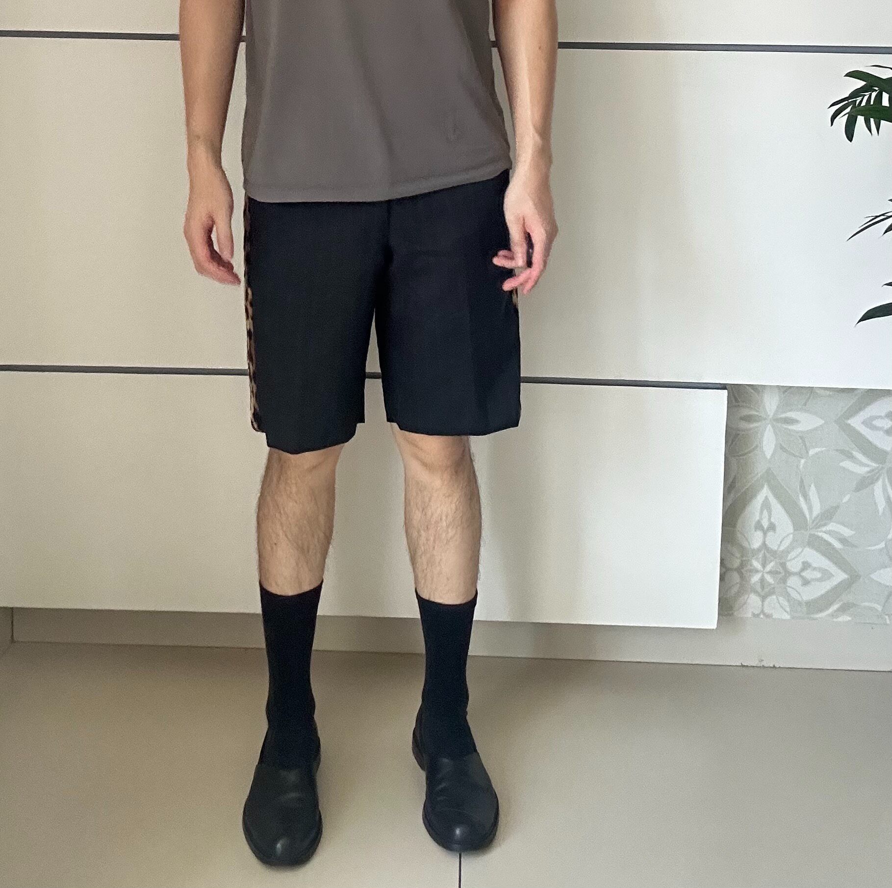 Comme des Garcons Homme Plus Leopard Wool Shorts — label