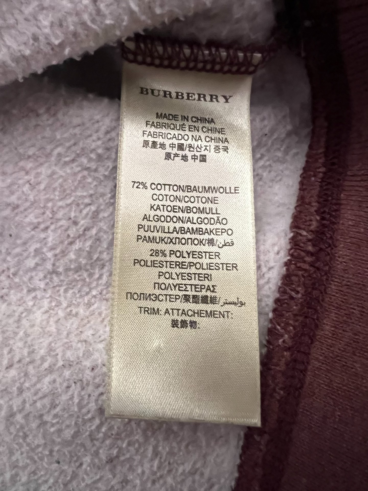 Burberry Brit Maroon Men's Sweatshirt — back