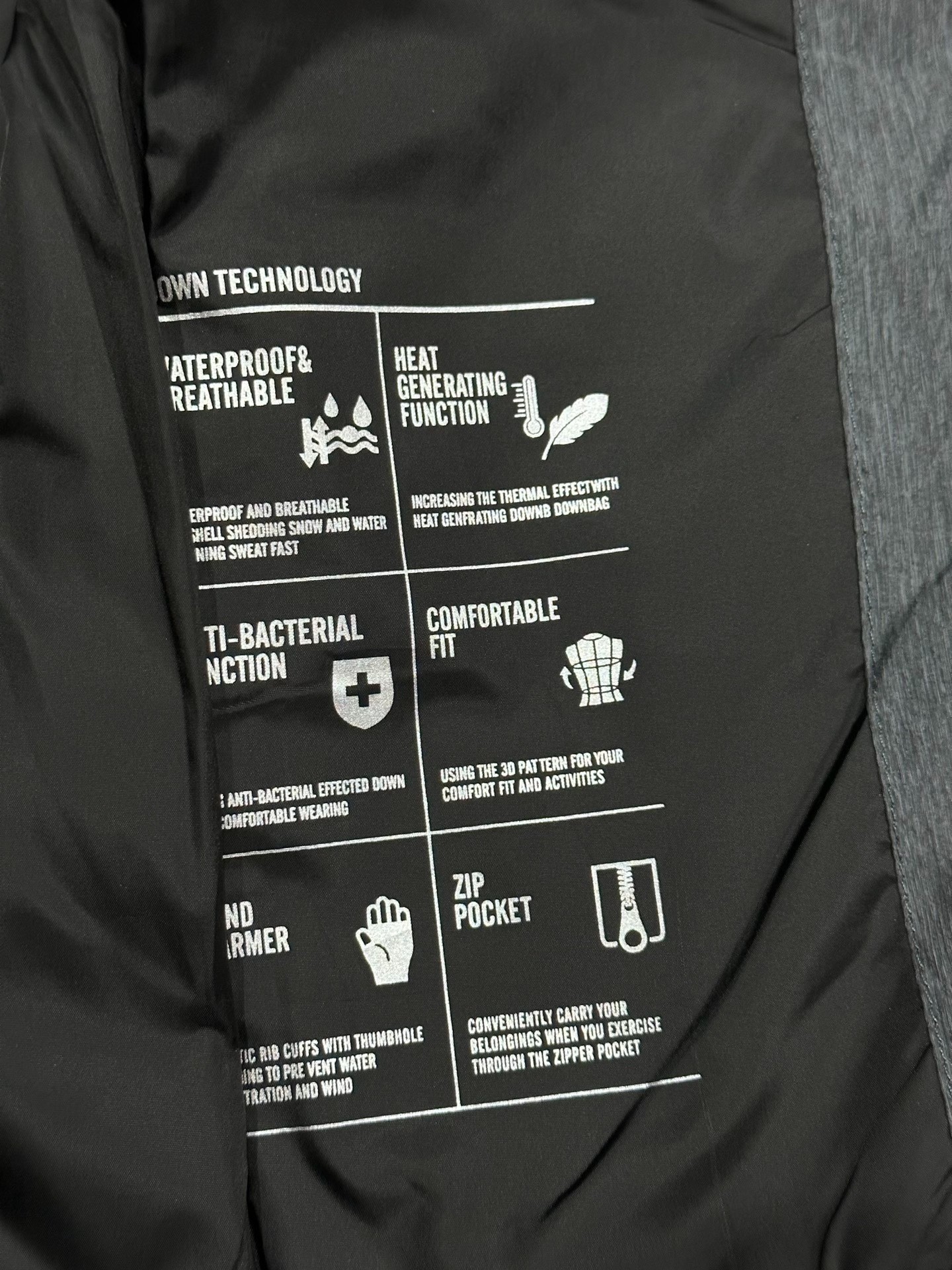 Arc'teryx Dark Gray Down Puffer Vest — label