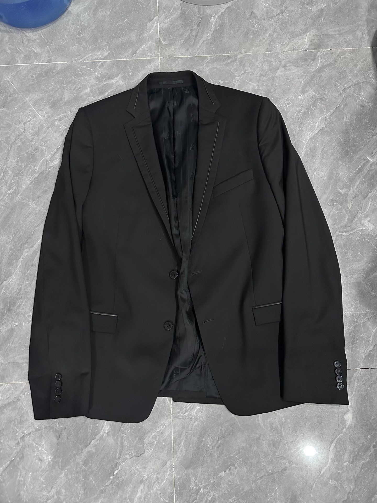 Versace Leather Lapel Tailored Blazer
