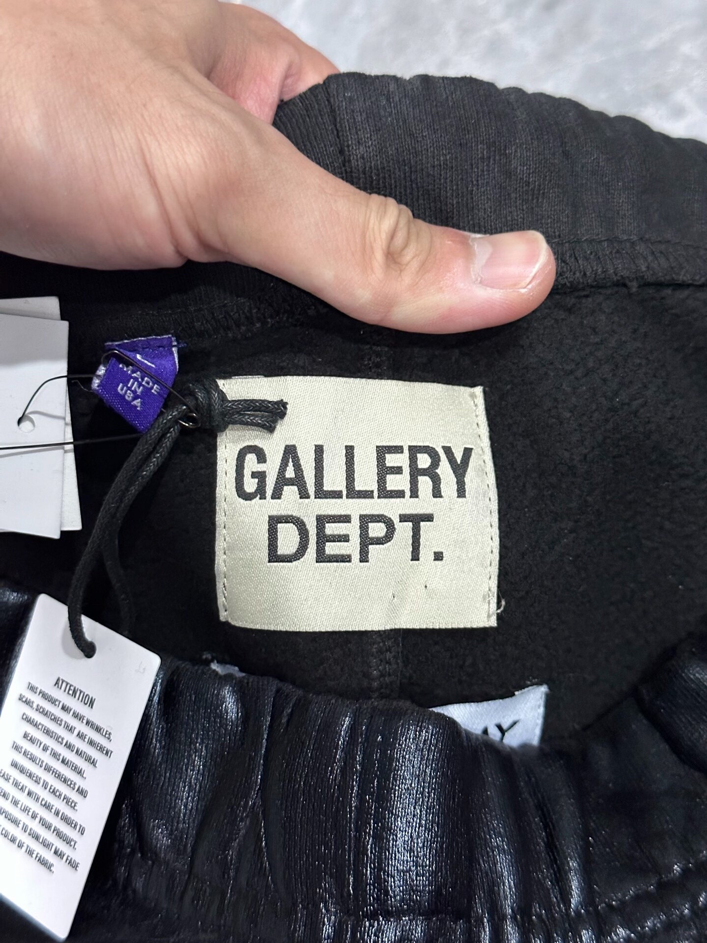 Gallery Dept Waxed Leather Sweatpants — label